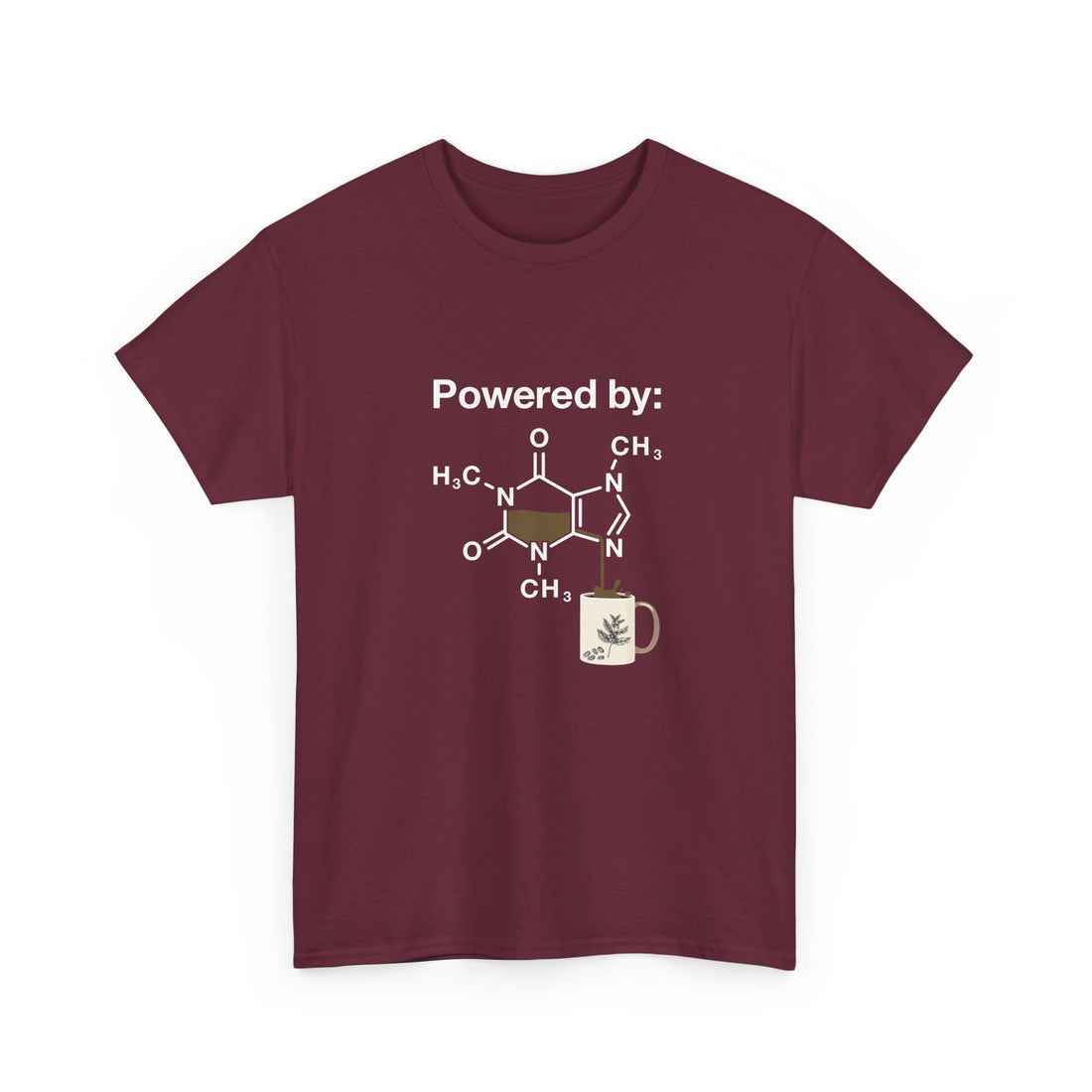 Powered By Caffeine Chemistry T-Shirt - Science Shirt -  Unisex Regular Crewneck T-Shirt