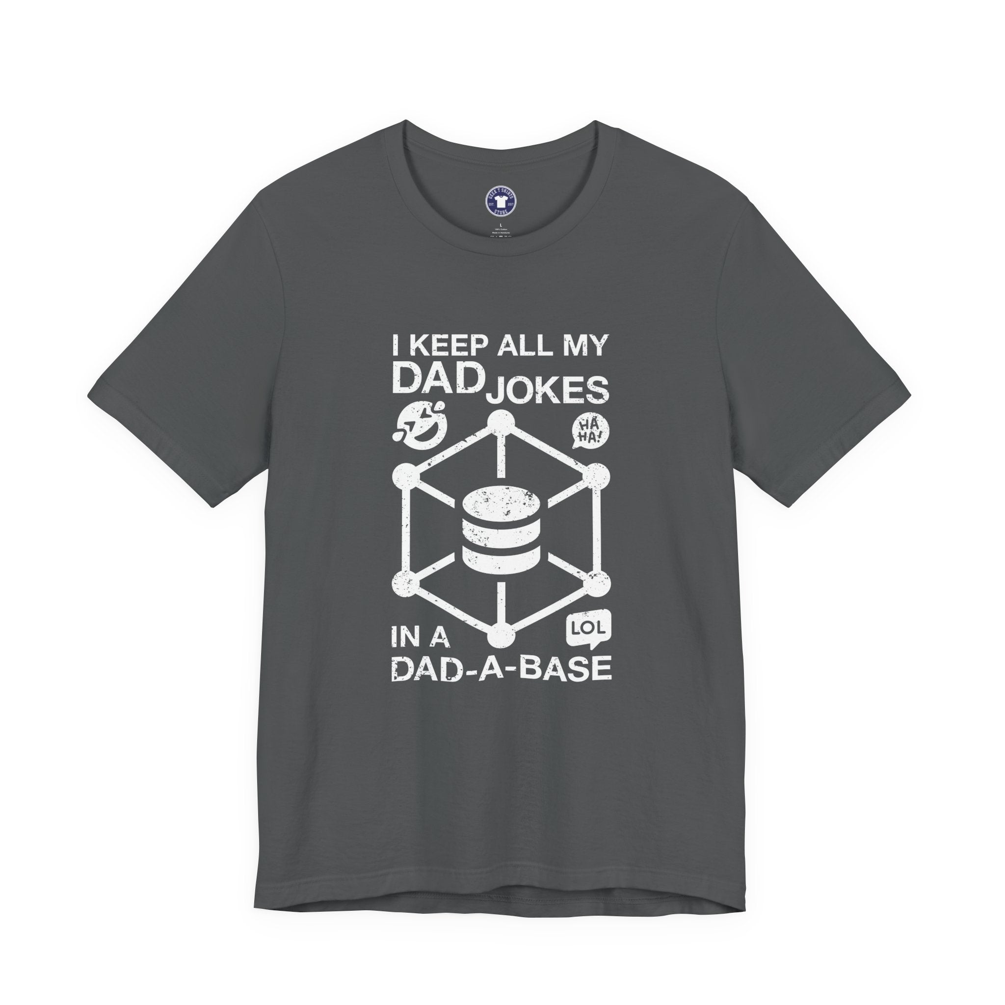 I Keep My Dad Jokes In A Dad-A-Base - Premium Unisex Crewneck T-Shirt