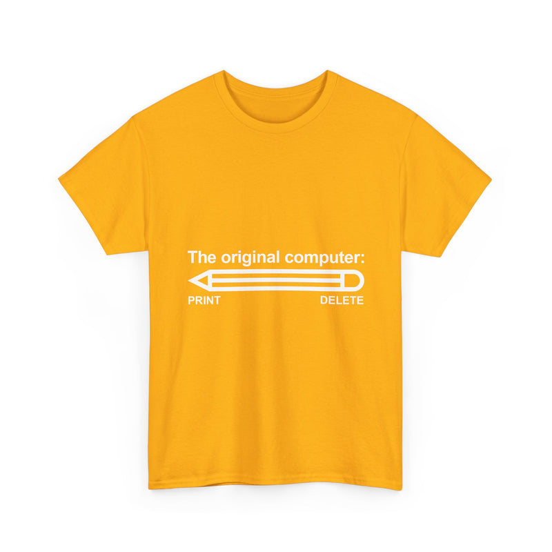 The Original Computer T-Shirt, Pencil Humor Tee, Funny Graphic Gift, Creative Writing Shirt, Retro Art Apparel, Stationery Lover Present, Ed
