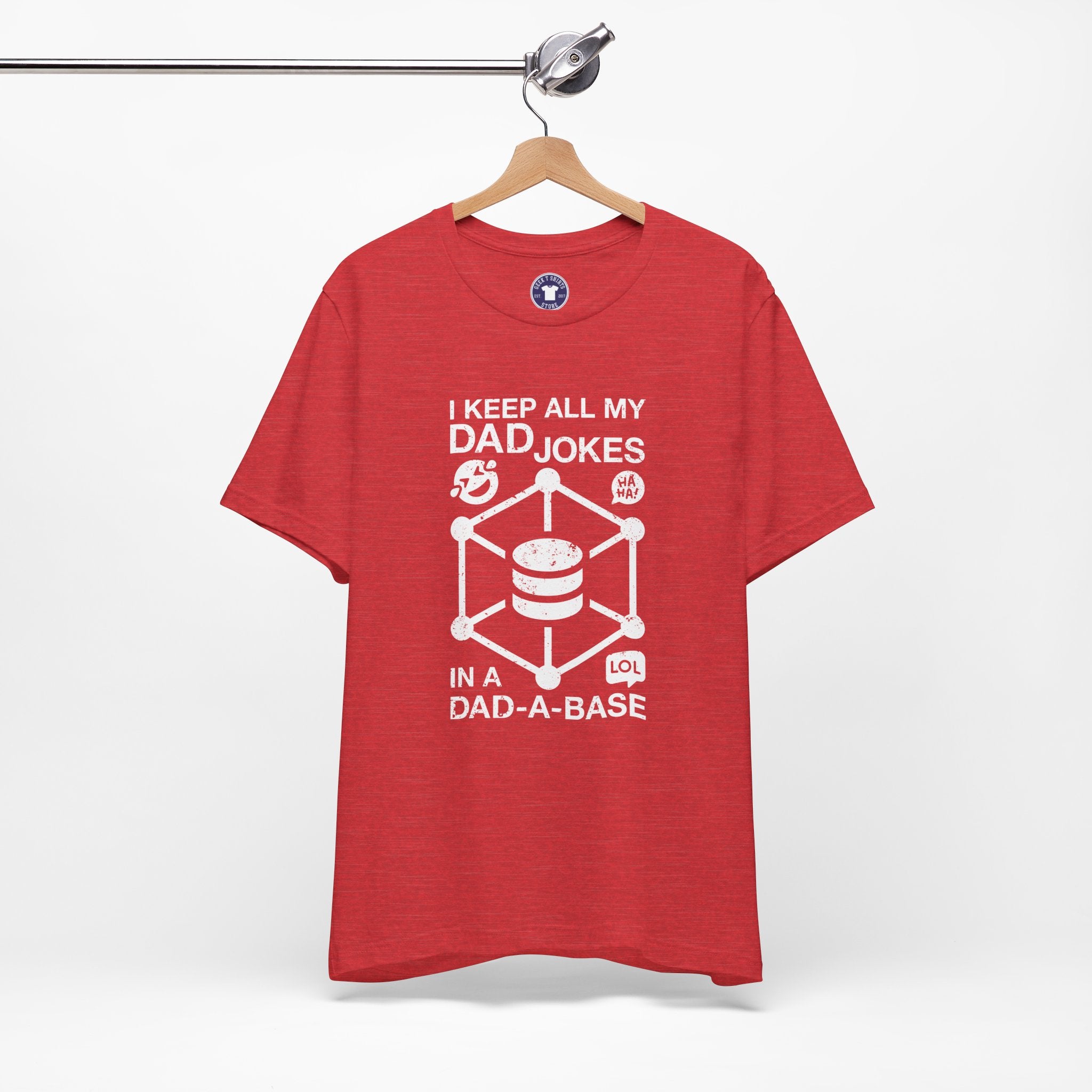 I Keep My Dad Jokes In A Dad-A-Base - Premium Unisex Crewneck T-Shirt