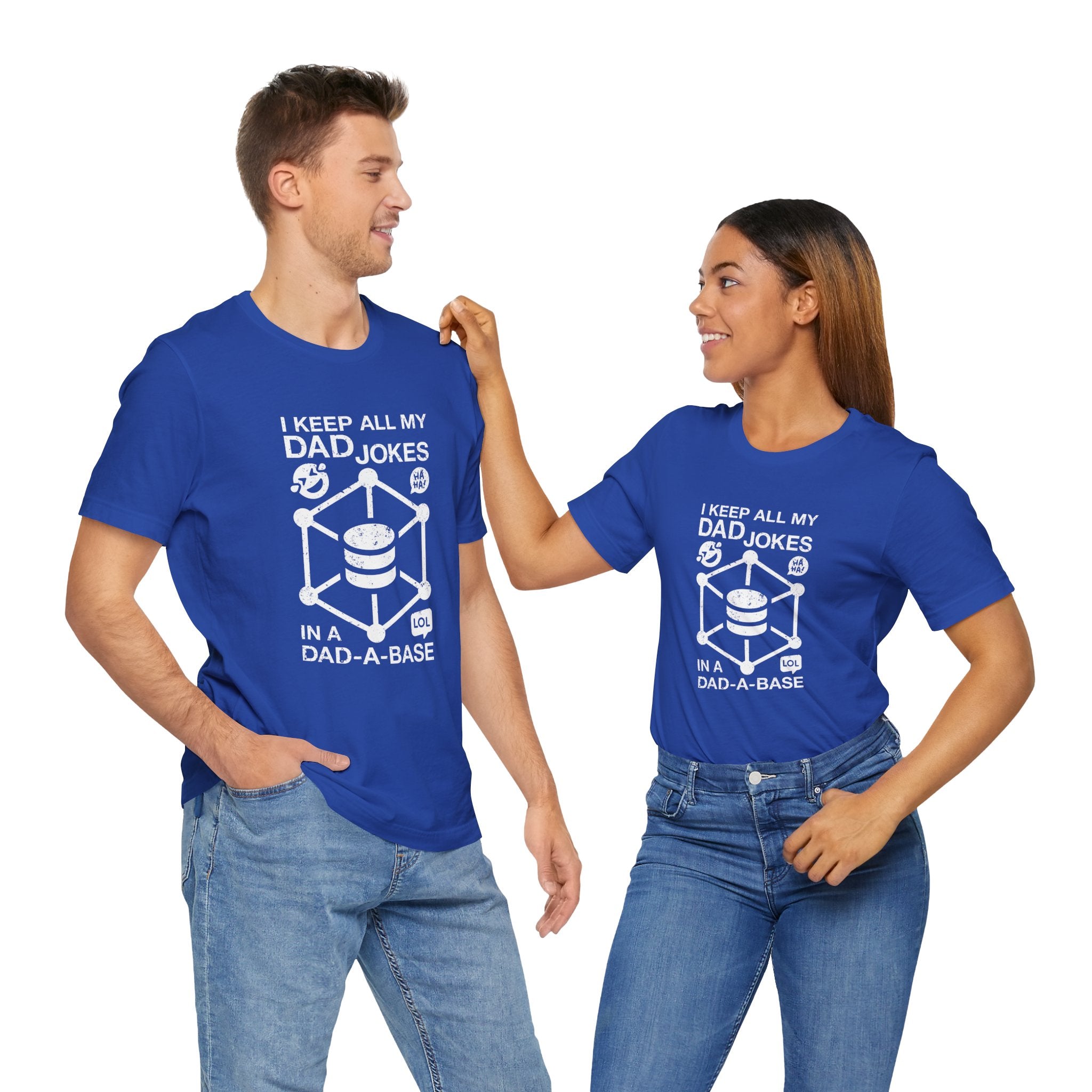 I Keep My Dad Jokes In A Dad-A-Base - Premium Unisex Crewneck T-Shirt
