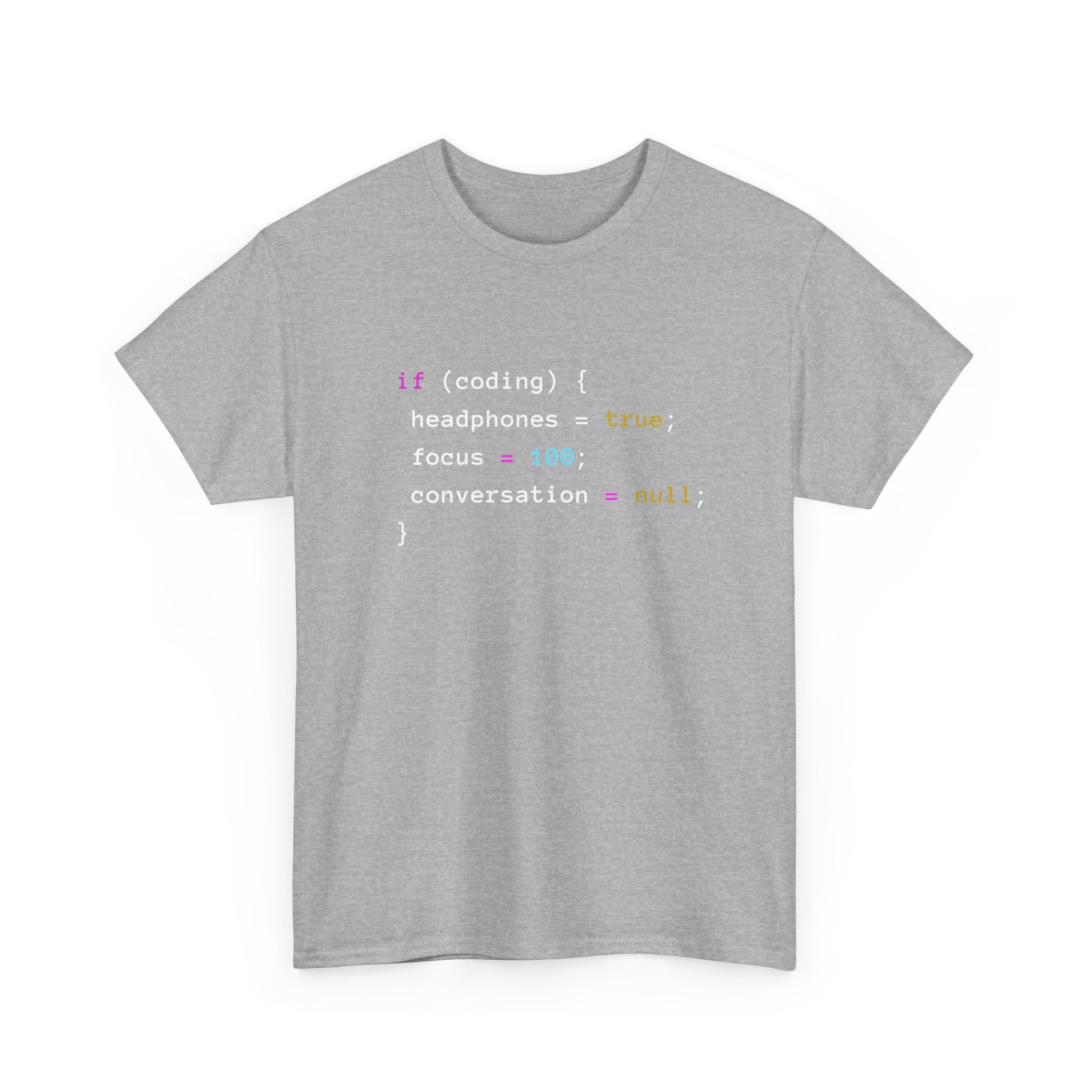 Coding With Headphones Javascript T-Shirt - Nerd Shirt - Regular Unisex Crewneck T-Shirt