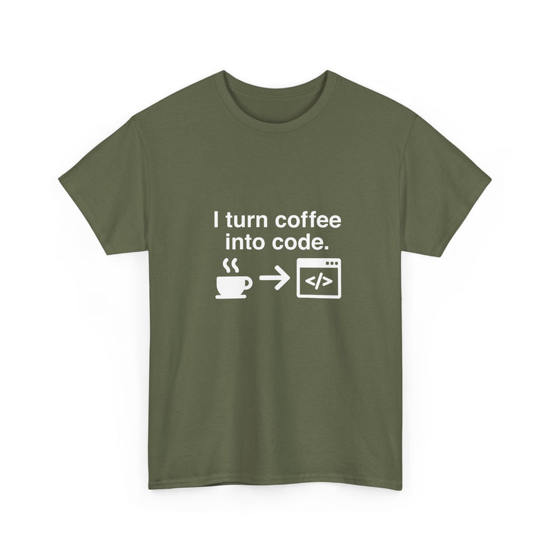 I Turn Coffee Into Code - Coder Shirt - Regular Unisex Crewneck T-Shirt