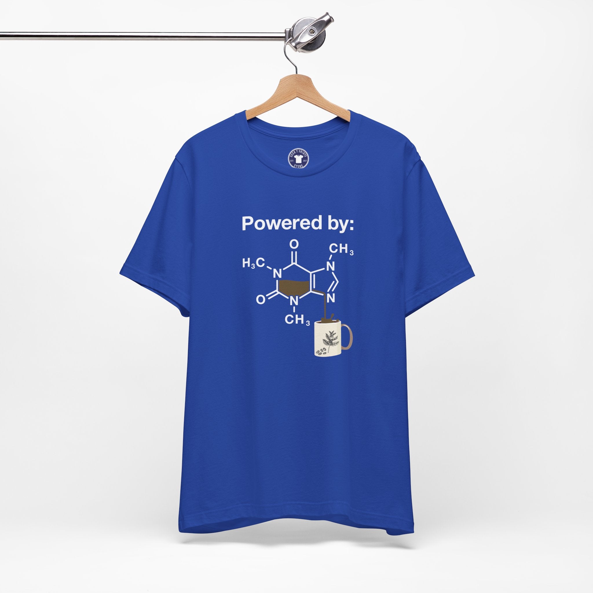 Powered By Caffeine Chemistry T-Shirt - Science Shirt - Premium Unisex Crewneck T-Shirt
