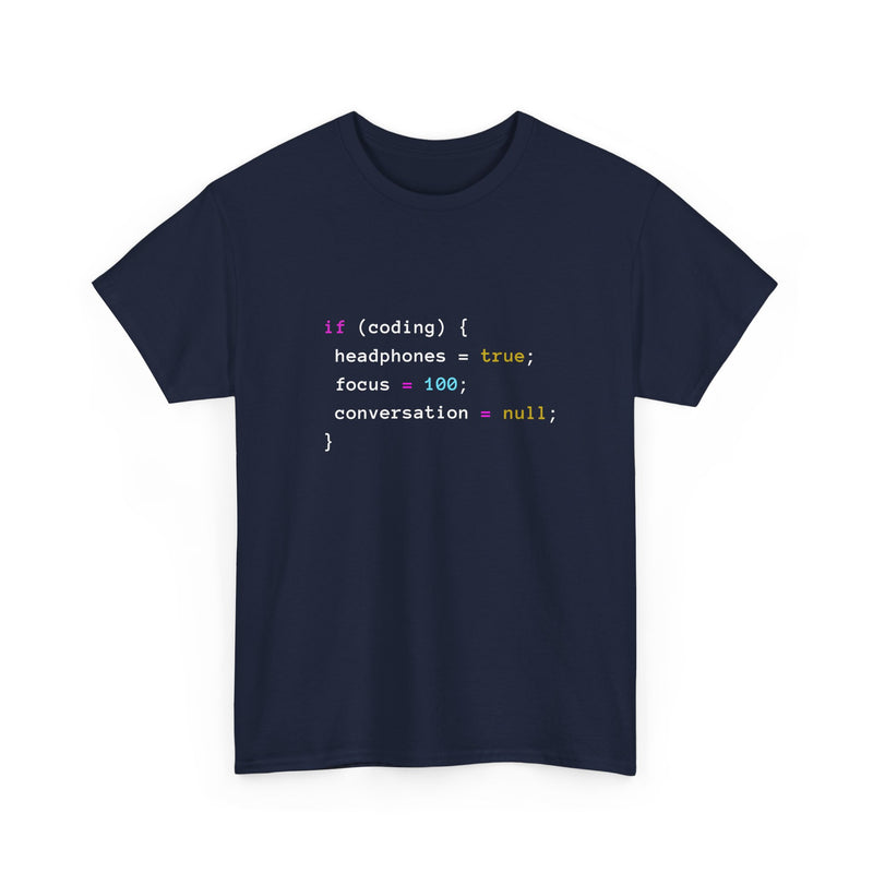 Coding With Headphones Javascript T-Shirt - Nerd Shirt - Regular Unisex Crewneck T-Shirt