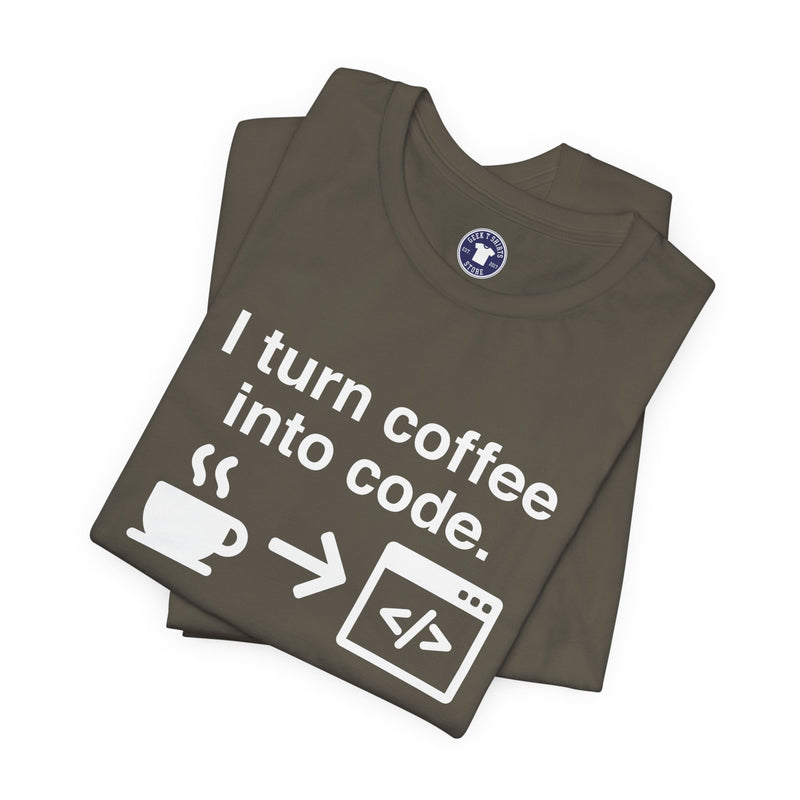 I Turn Coffee Into Code - Coder Shirt - Premium Unisex Crewneck T-Shirt