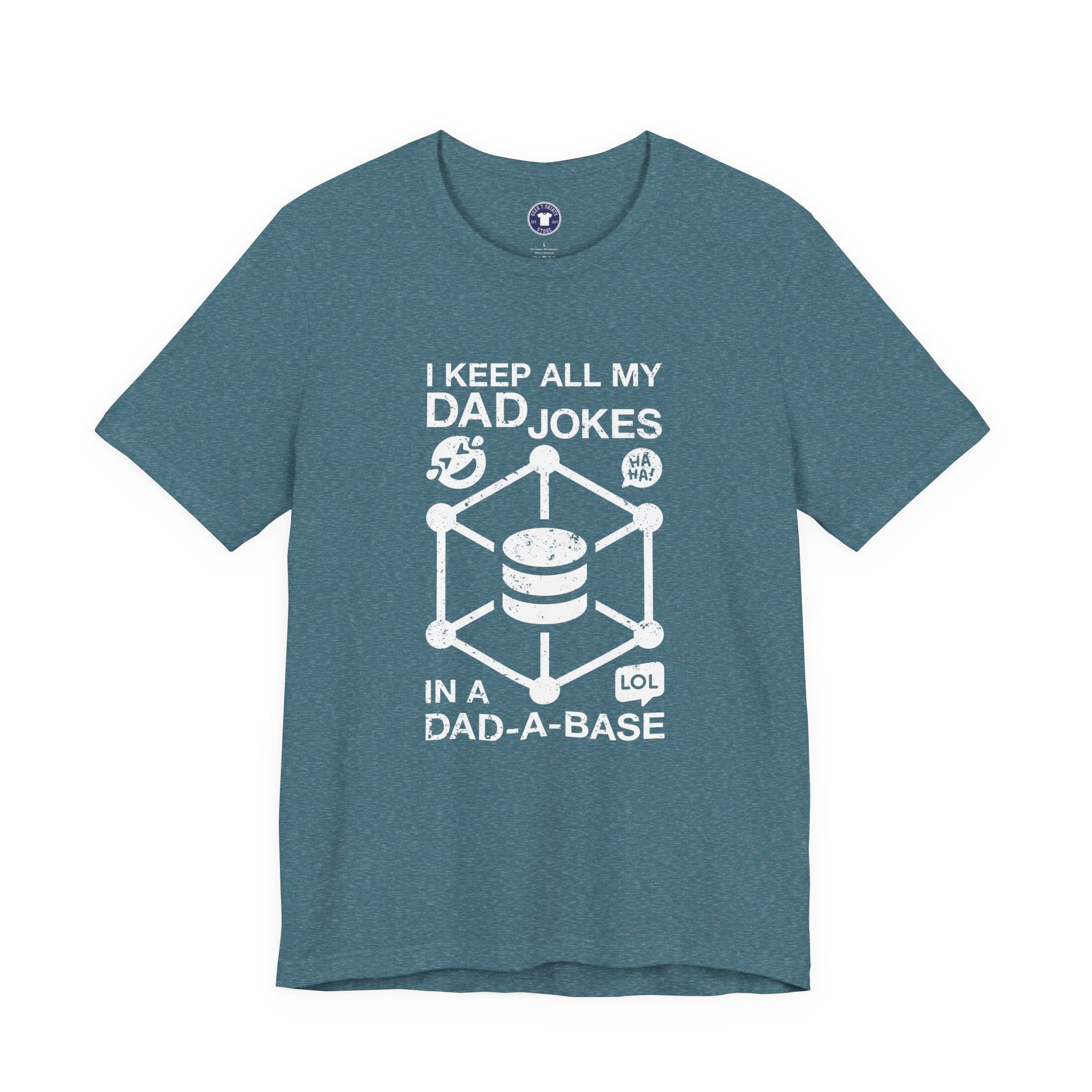 I Keep My Dad Jokes In A Dad-A-Base - Premium Unisex Crewneck T-Shirt