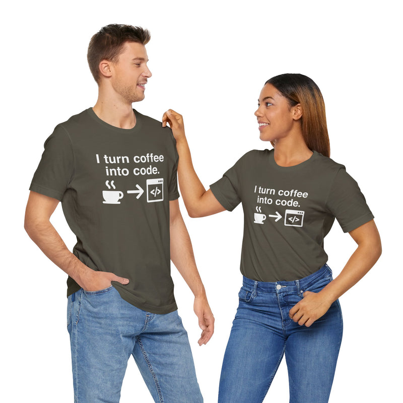 I Turn Coffee Into Code - Coder Shirt - Premium Unisex Crewneck T-Shirt