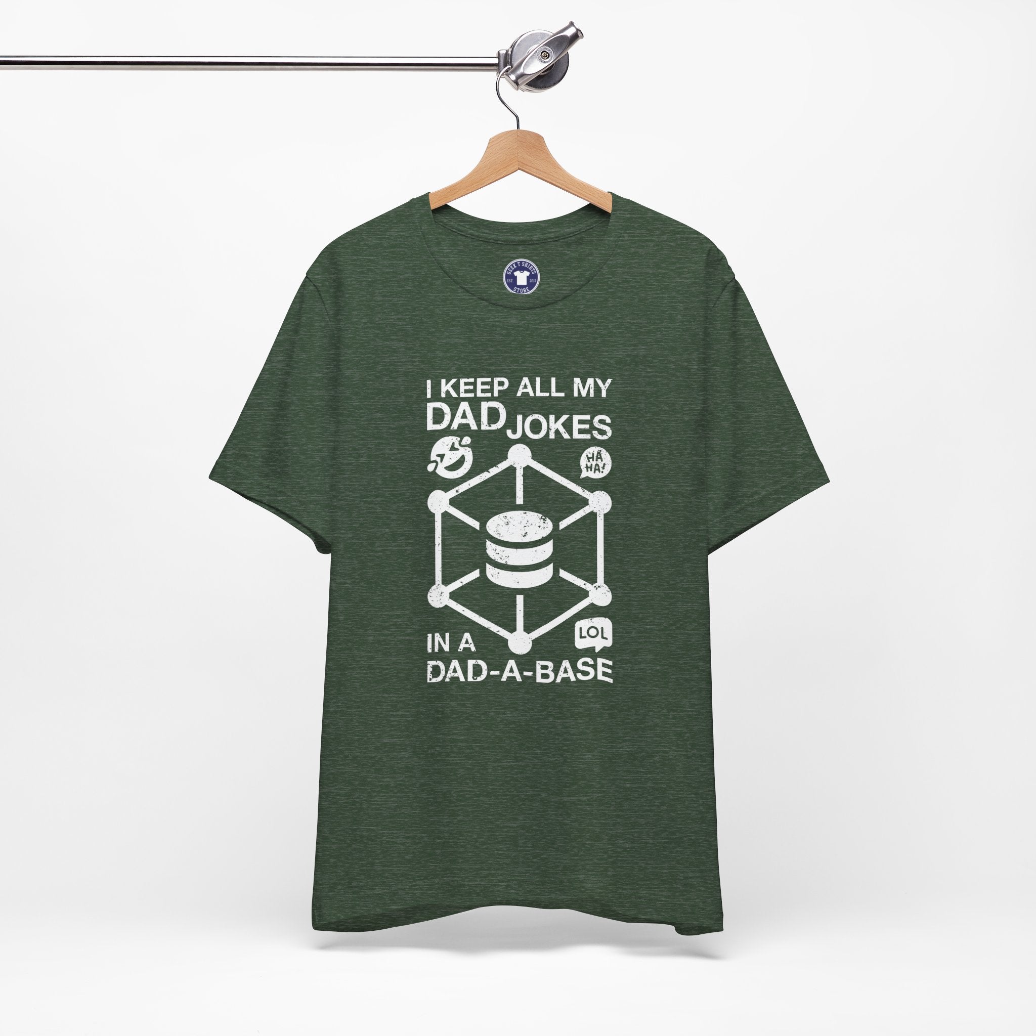 I Keep My Dad Jokes In A Dad-A-Base - Premium Unisex Crewneck T-Shirt