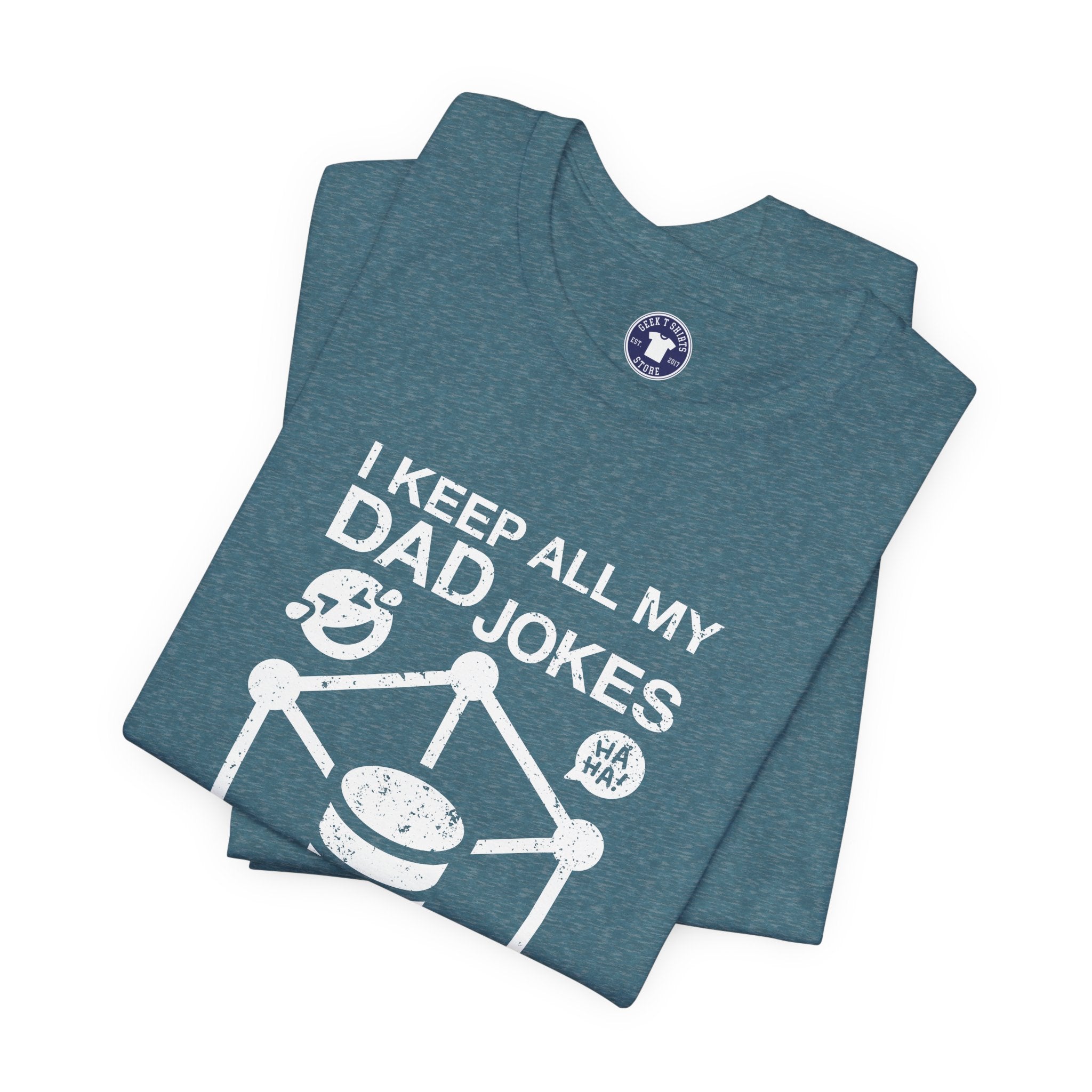 I Keep My Dad Jokes In A Dad-A-Base - Premium Unisex Crewneck T-Shirt