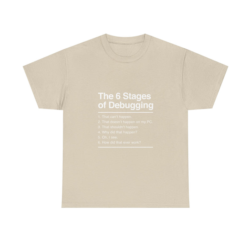 The 6 Stages of Debugging T-Shirt, Funny Programming Tee, Coder Gift, Geek T-Shirt, Nerd Shirt, Developer Humor, Tech Lover Present