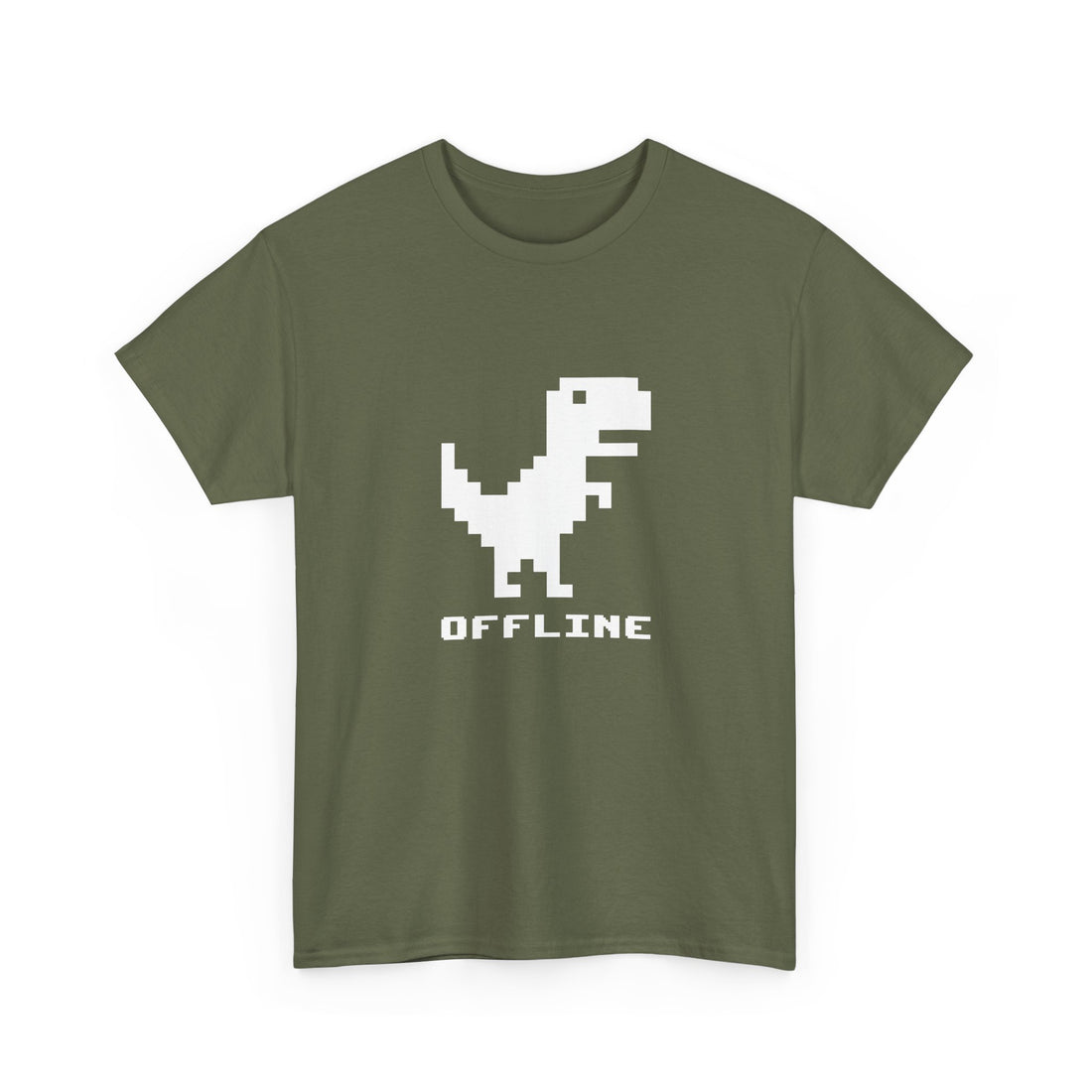 Offline - Pixelated Dinosaur Error Message - Regular Unisex Crewneck T-Shirt