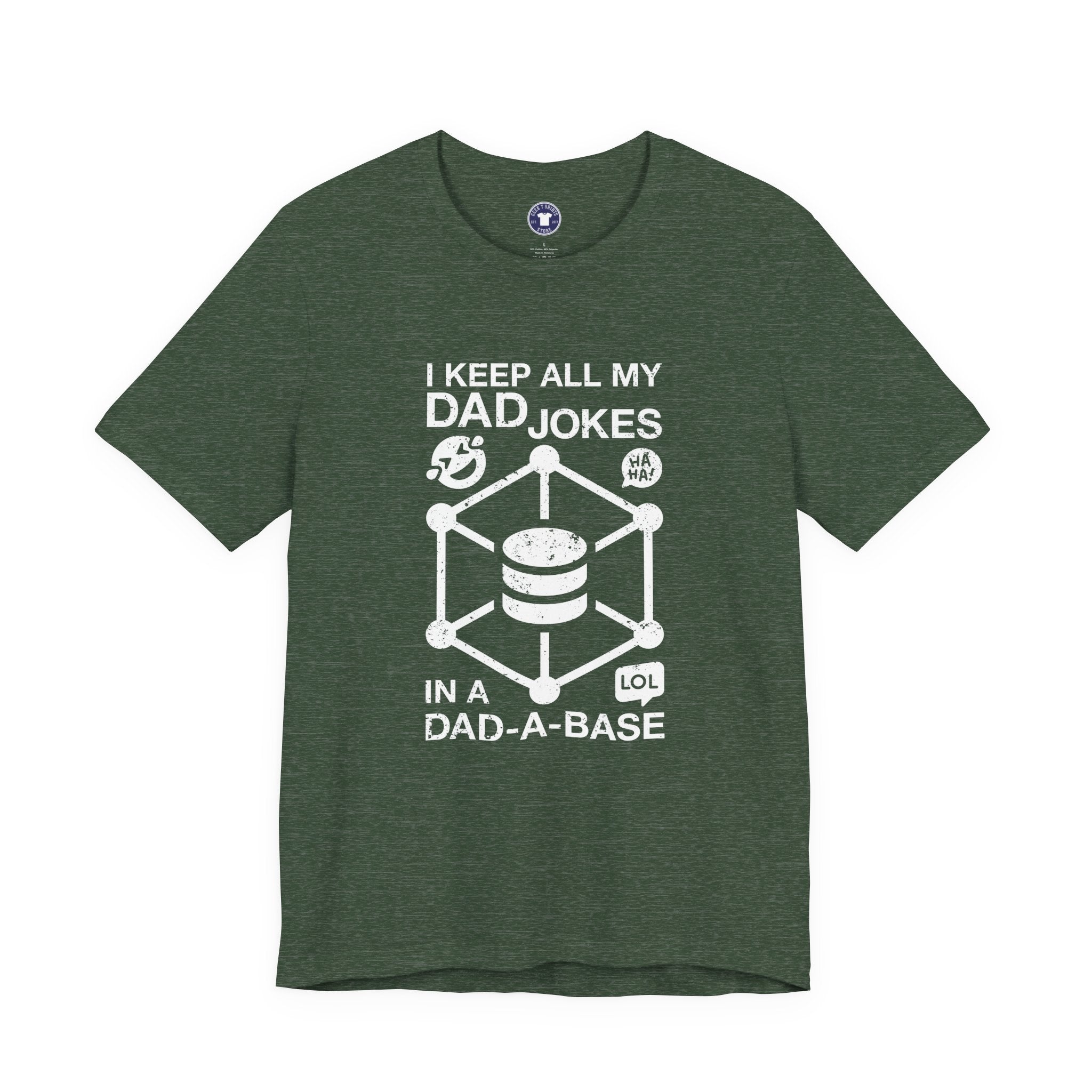 I Keep My Dad Jokes In A Dad-A-Base - Premium Unisex Crewneck T-Shirt