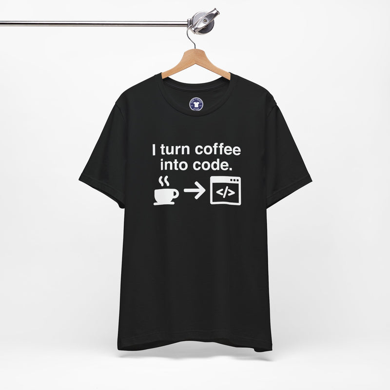 I Turn Coffee Into Code - Coder Shirt - Premium Unisex Crewneck T-Shirt