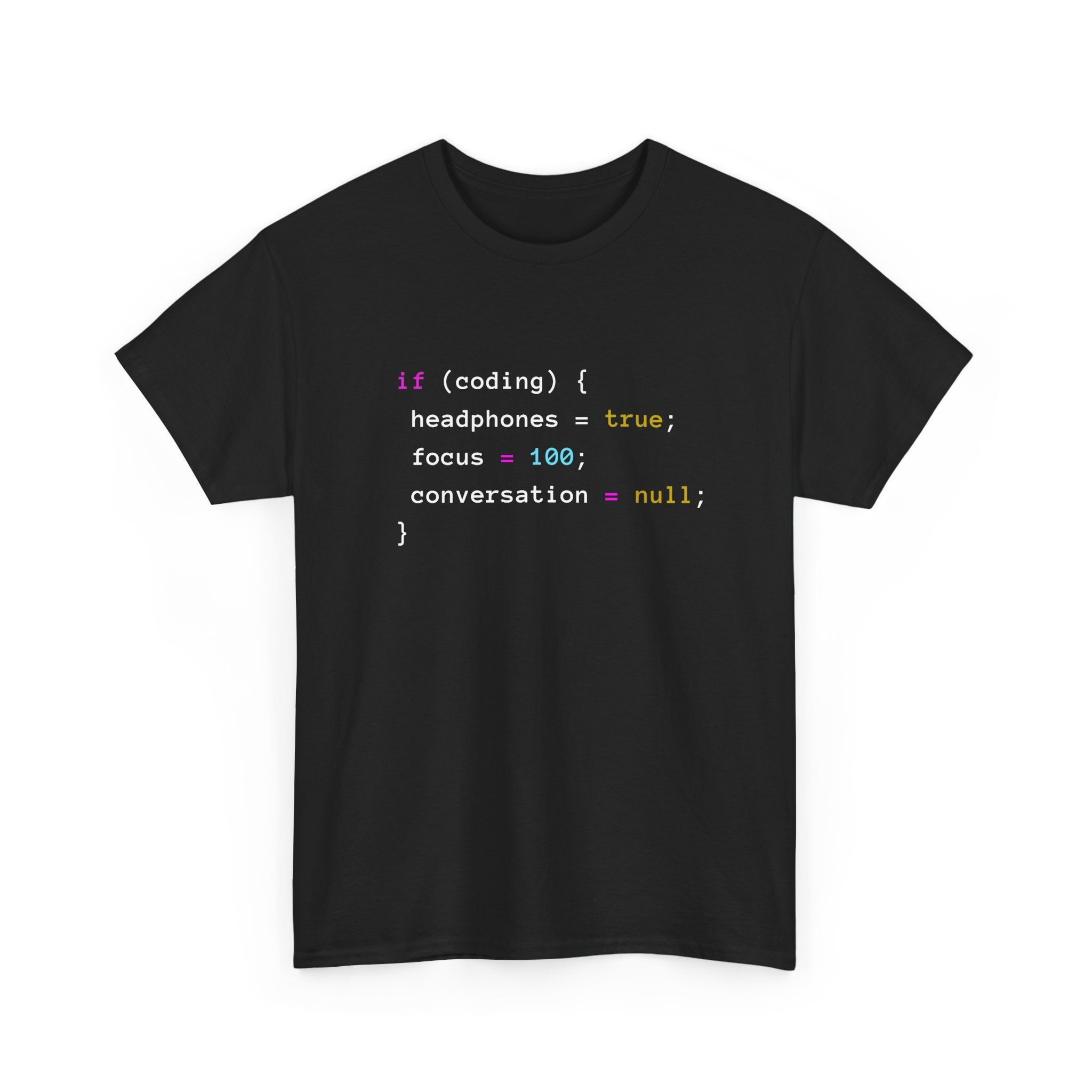 Coding With Headphones Javascript T-Shirt - Nerd Shirt - Regular Unisex Crewneck T-Shirt