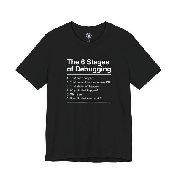 The 6 Stages Of Debugging - Coder Shirt - It Shirt - Premium Unisex Crewneck T-Shirt