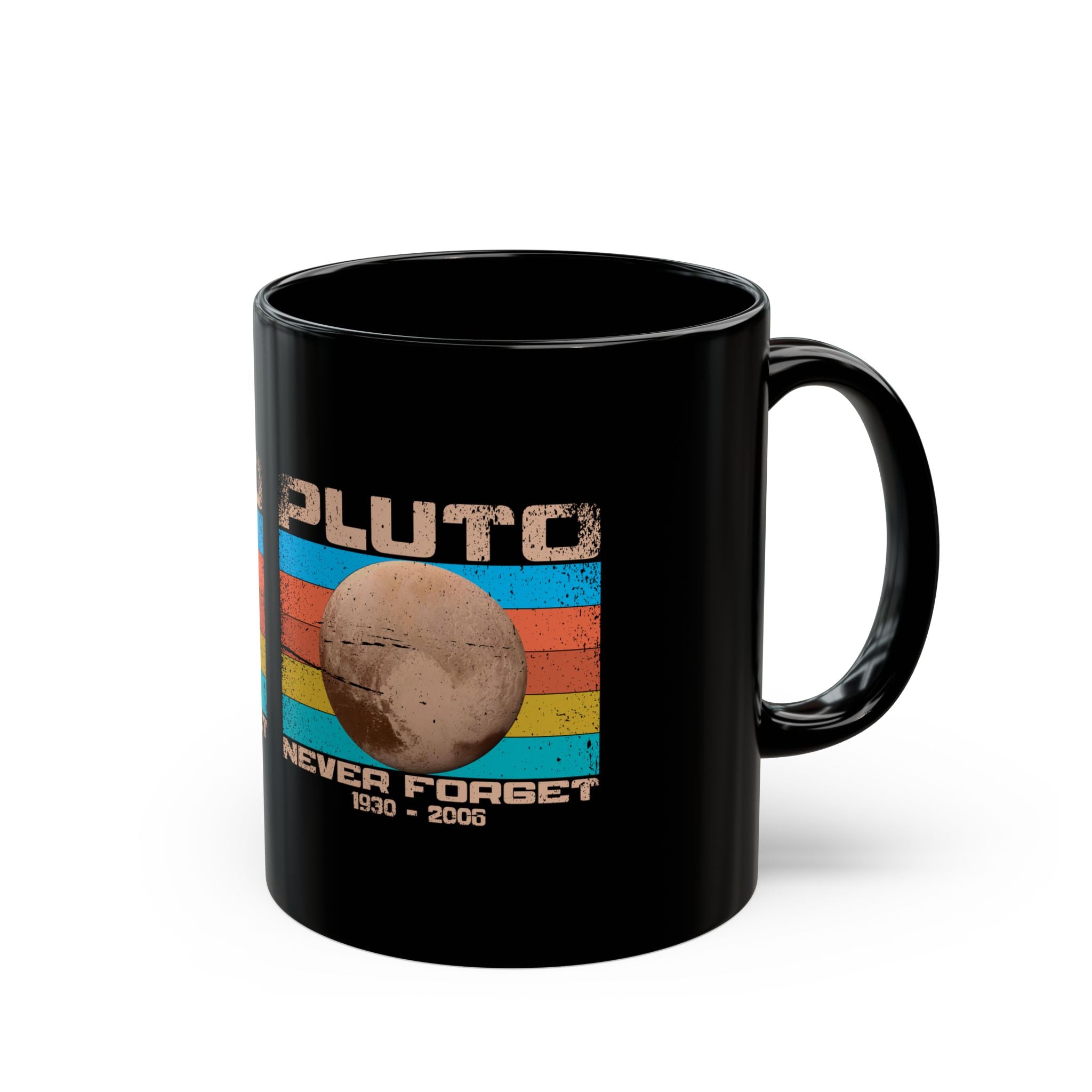 Pluto Never Forget - Black Glossy Mug