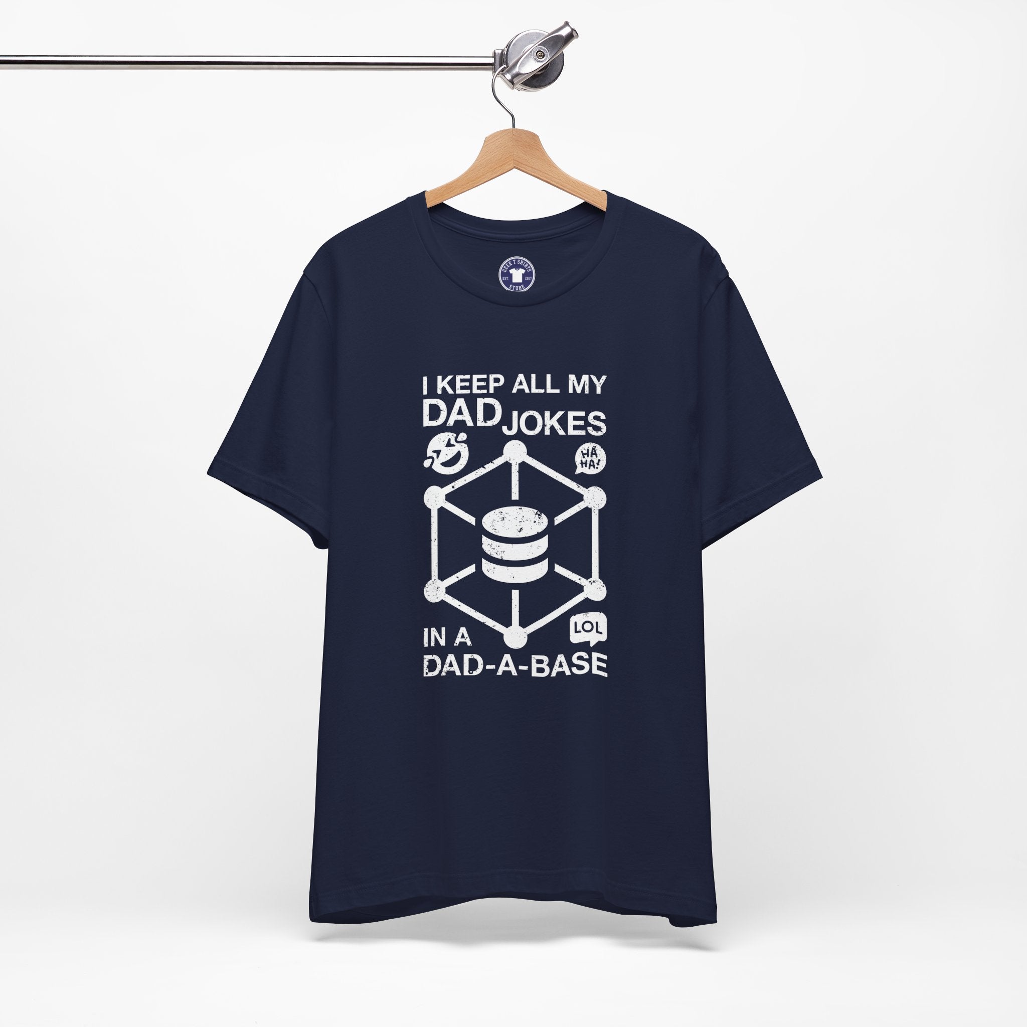 I Keep My Dad Jokes In A Dad-A-Base - Premium Unisex Crewneck T-Shirt