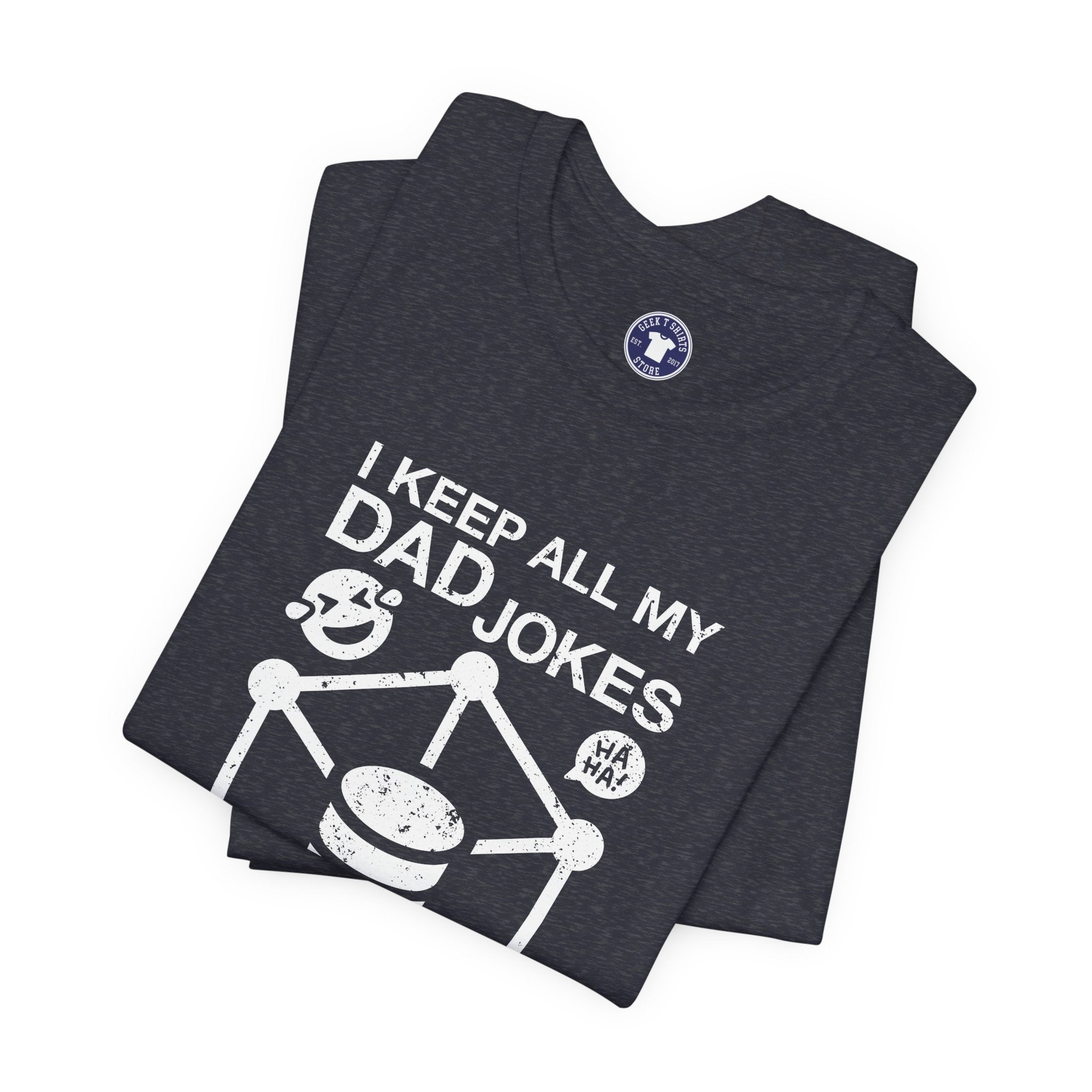 I Keep My Dad Jokes In A Dad-A-Base - Premium Unisex Crewneck T-Shirt