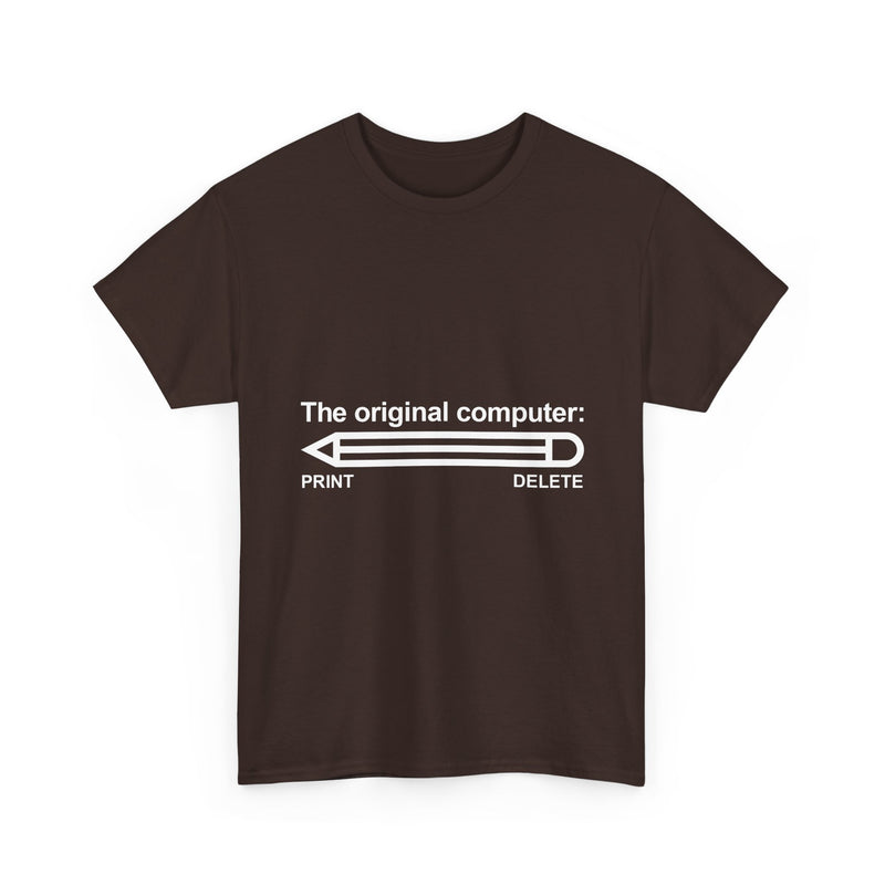 The Original Computer T-Shirt, Pencil Humor Tee, Funny Graphic Gift, Creative Writing Shirt, Retro Art Apparel, Stationery Lover Present, Ed