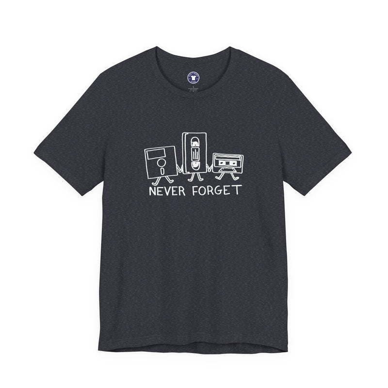 Never Forget Cassette Tapes Vhs Floppy Disks - Premium Unisex Crewneck T-Shirt