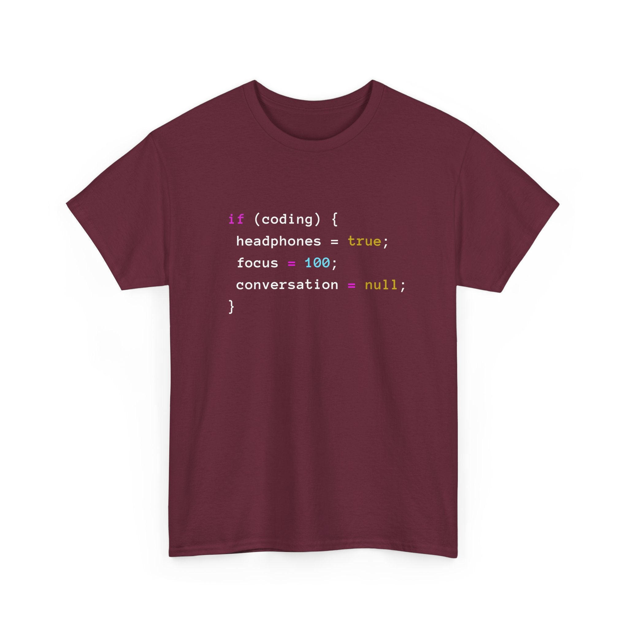 Coding With Headphones Javascript T-Shirt - Nerd Shirt - Regular Unisex Crewneck T-Shirt