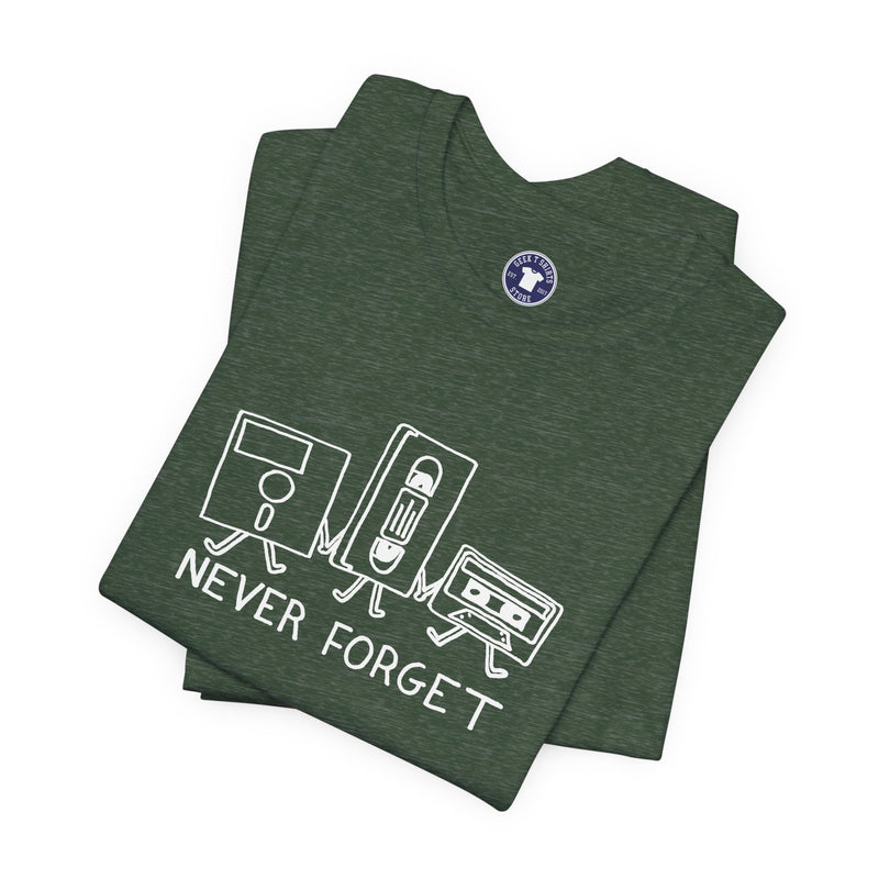 Never Forget Cassette Tapes Vhs Floppy Disks - Premium Unisex Crewneck T-Shirt