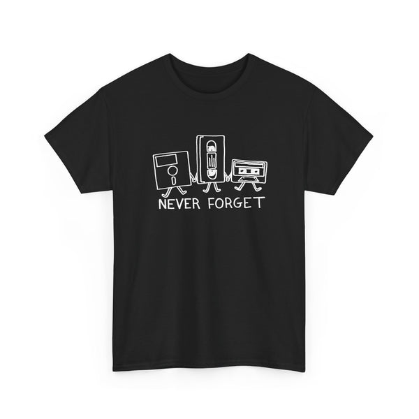 Never Forget Cassette Tapes Vhs Floppy Disks - Regular Unisex Crewneck T-Shirt