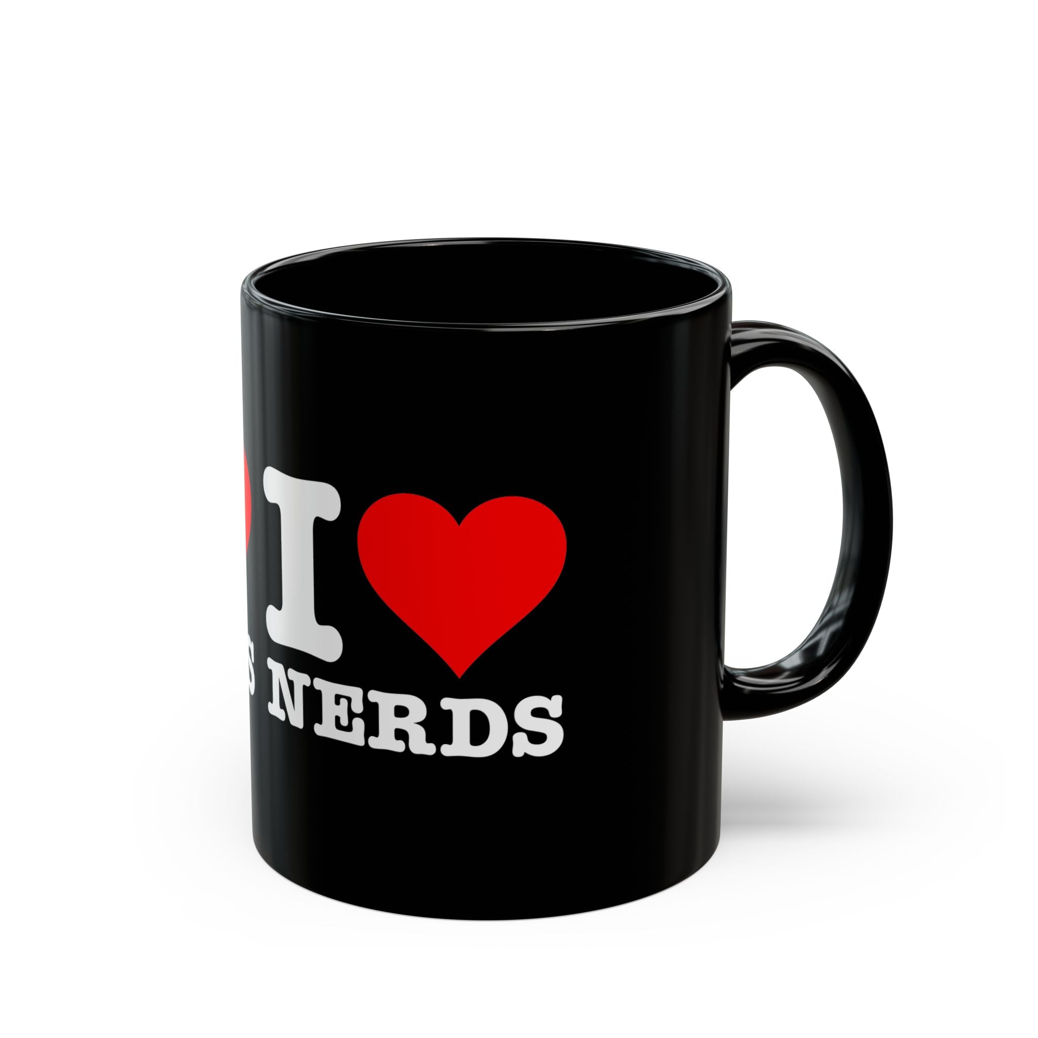 I Love Nerds Funny Cute I Heart Nerds - Black Glossy Mug