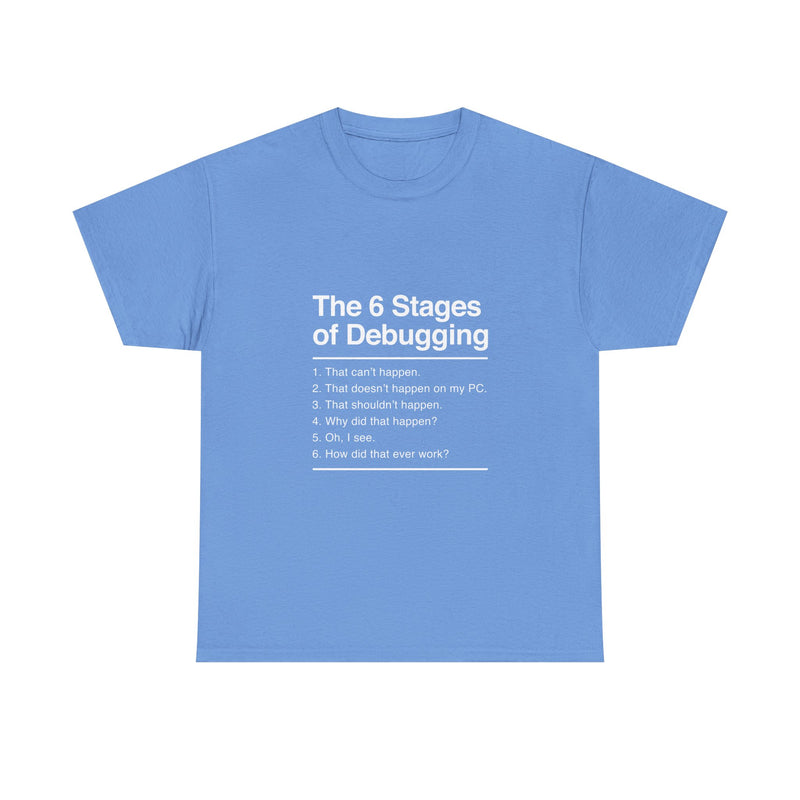 The 6 Stages of Debugging T-Shirt, Funny Programming Tee, Coder Gift, Geek T-Shirt, Nerd Shirt, Developer Humor, Tech Lover Present