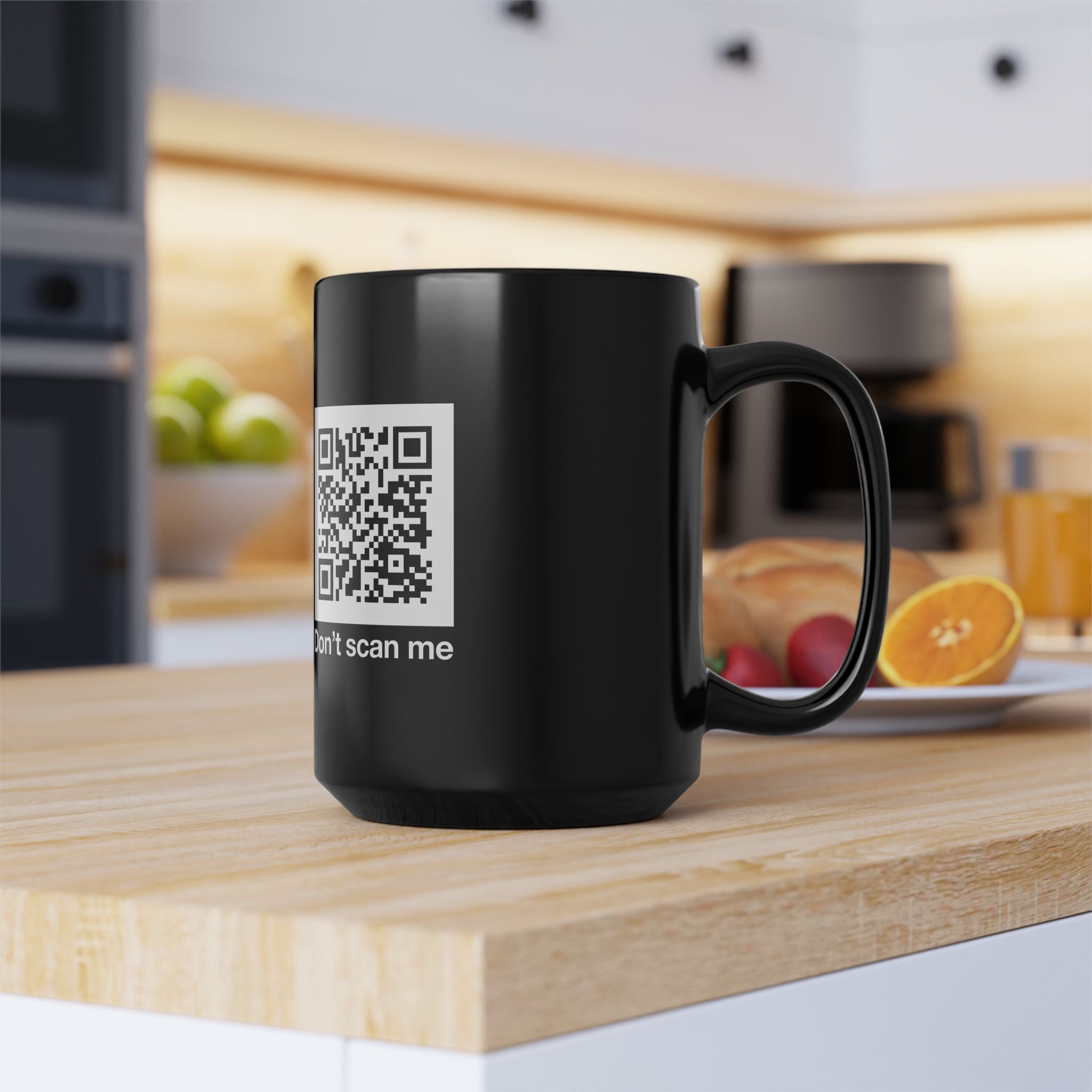 Qr Code Prank - Rick Astley - Dont Scan Me - Black Glossy Mug