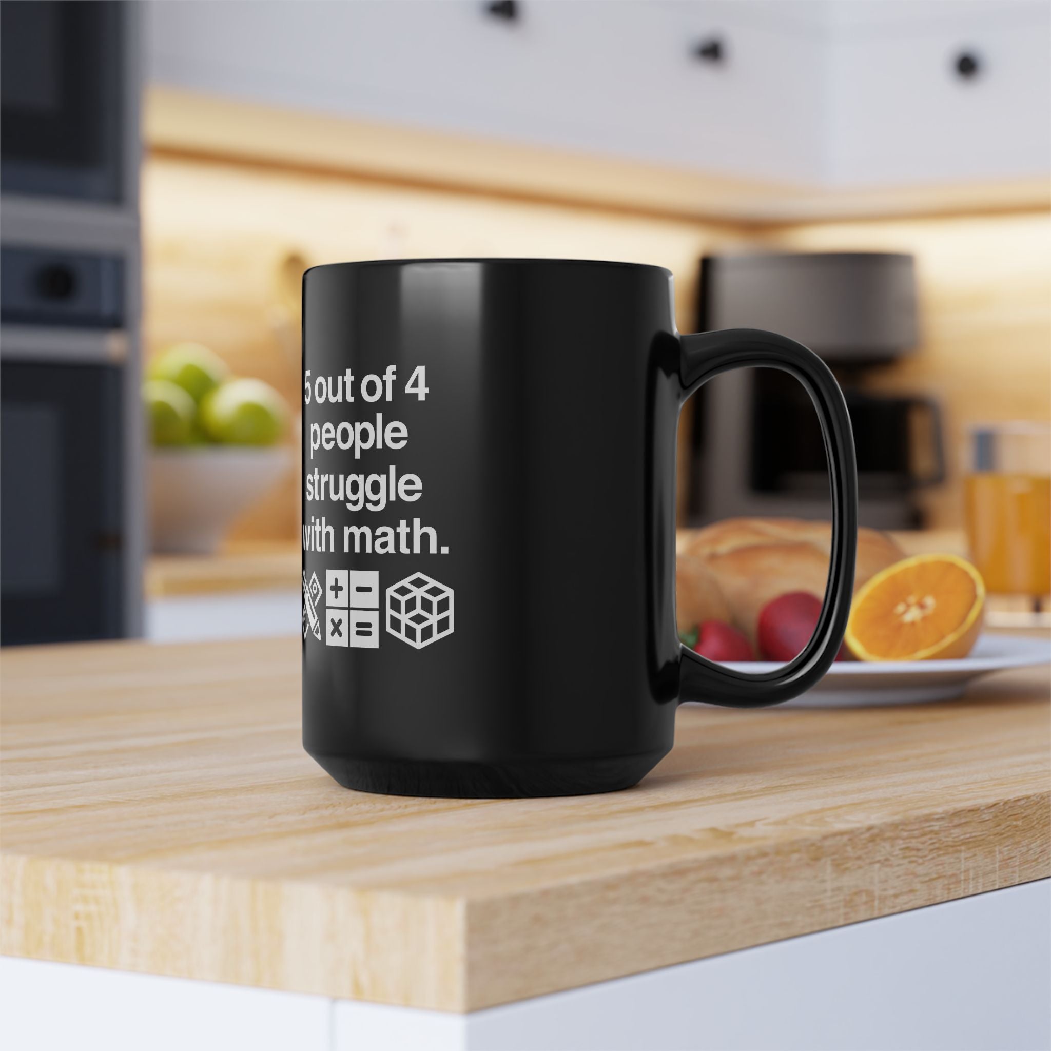 Five Out Of Four People - Black Glossy Mug