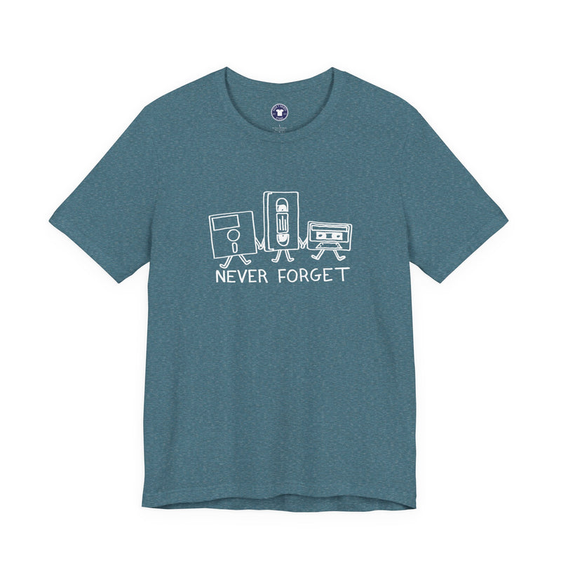Never Forget Cassette Tapes Vhs Floppy Disks - Premium Unisex Crewneck T-Shirt