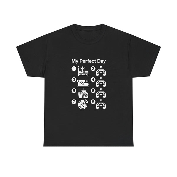 My Perfect Day T-shirt, Gamer Life Shirt, Funny Gaming Tee, Snack Lover Gift, Geek T-Shirt, Nerd Shirt, Video Game Humor Apparel