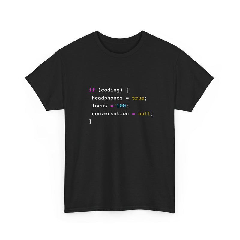 Coding With Headphones Javascript T-Shirt - Nerd Shirt - Regular Unisex Crewneck T-Shirt