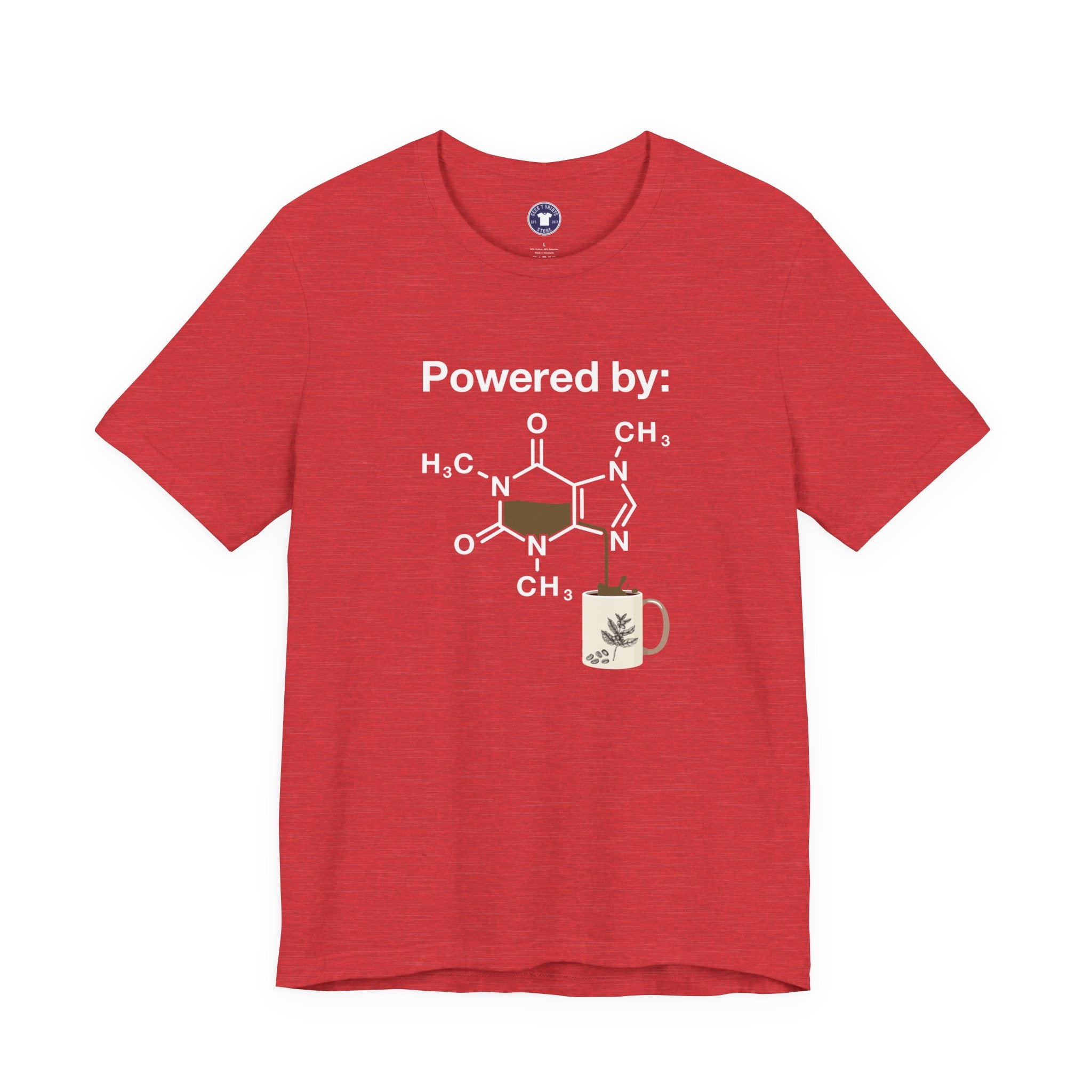 Powered By Caffeine Chemistry T-Shirt - Science Shirt - Premium Unisex Crewneck T-Shirt