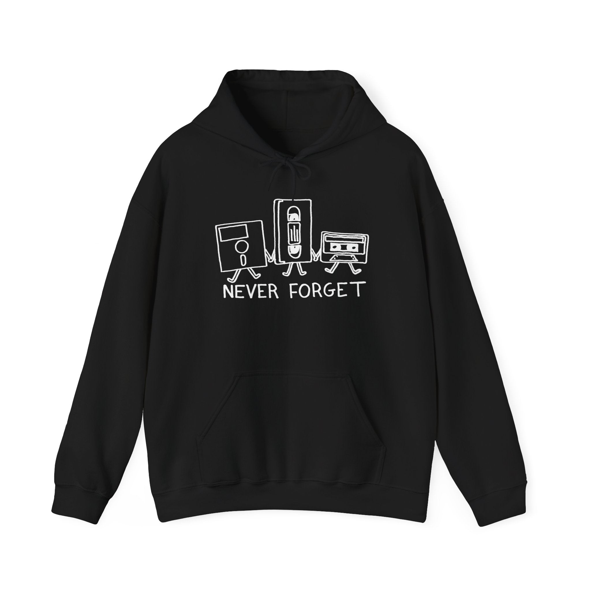 Never Forget Cassette Tapes Vhs Floppy Disks - Unisex Hooded Sweatshirt