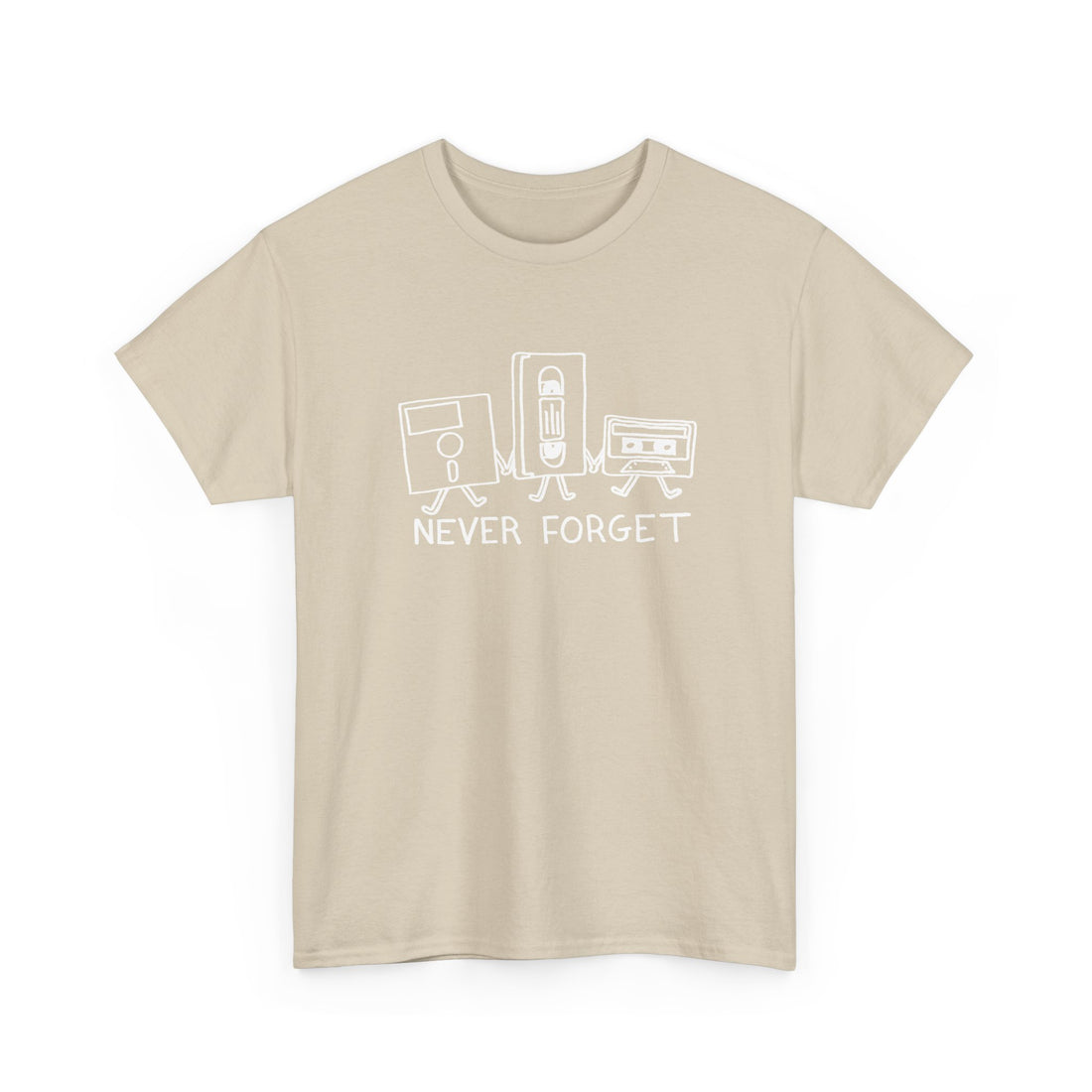 Never Forget Cassette Tapes Vhs Floppy Disks - Regular Unisex Crewneck T-Shirt
