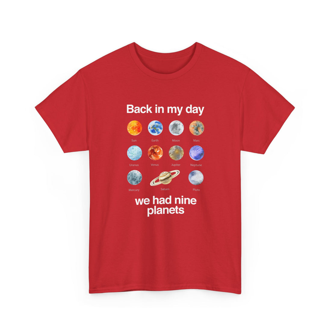 Back In My Day We Had Nine Planets - Cosmology T-Shirt - Regular Unisex Crewneck T-Shirt