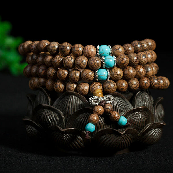 Turquoise Sandalwood Mala Necklace