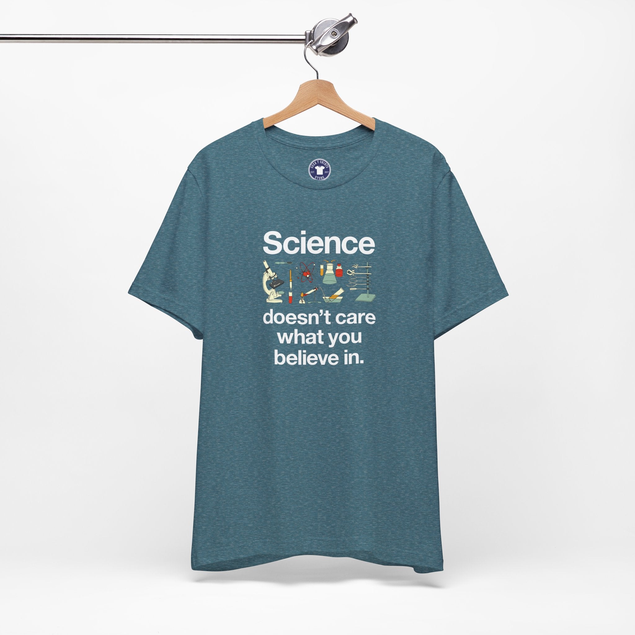 Science Doesn't Care What You Believe In - Premium Unisex Crewneck T-Shirt