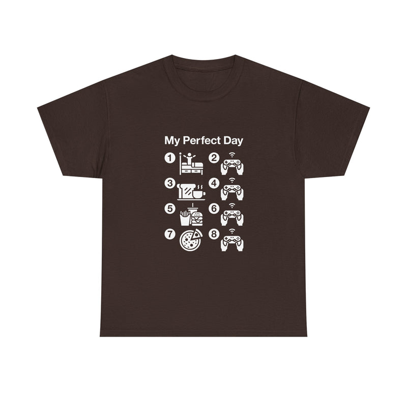 My Perfect Day T-shirt, Gamer Life Shirt, Funny Gaming Tee, Snack Lover Gift, Geek T-Shirt, Nerd Shirt, Video Game Humor Apparel