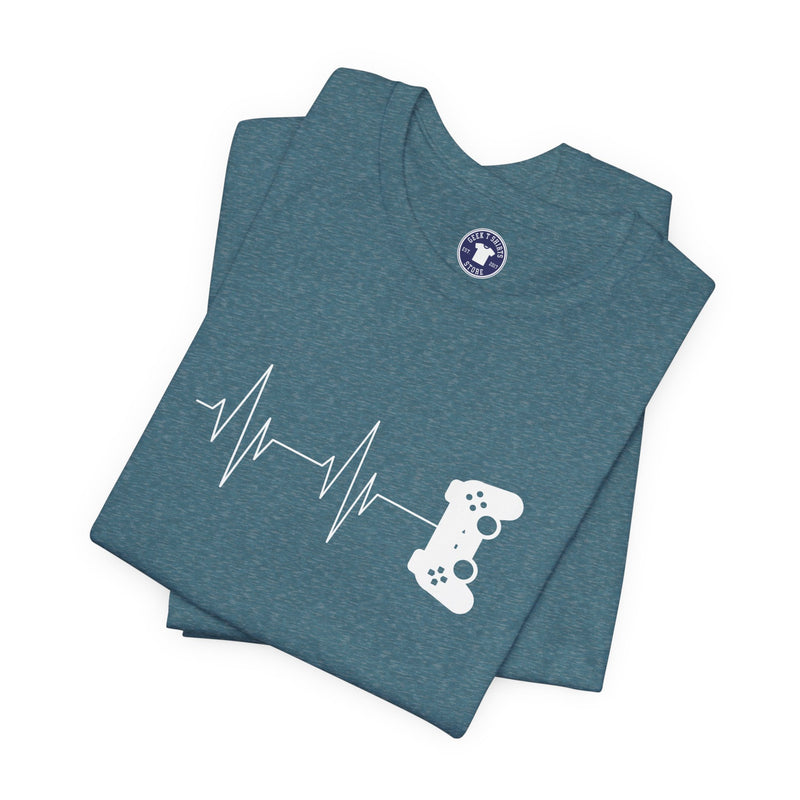 Gamer Heartbeat - Video Gaming Addict Shirt - Premium Unisex Crewneck T-Shirt