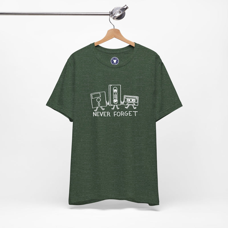 Never Forget Cassette Tapes Vhs Floppy Disks - Premium Unisex Crewneck T-Shirt