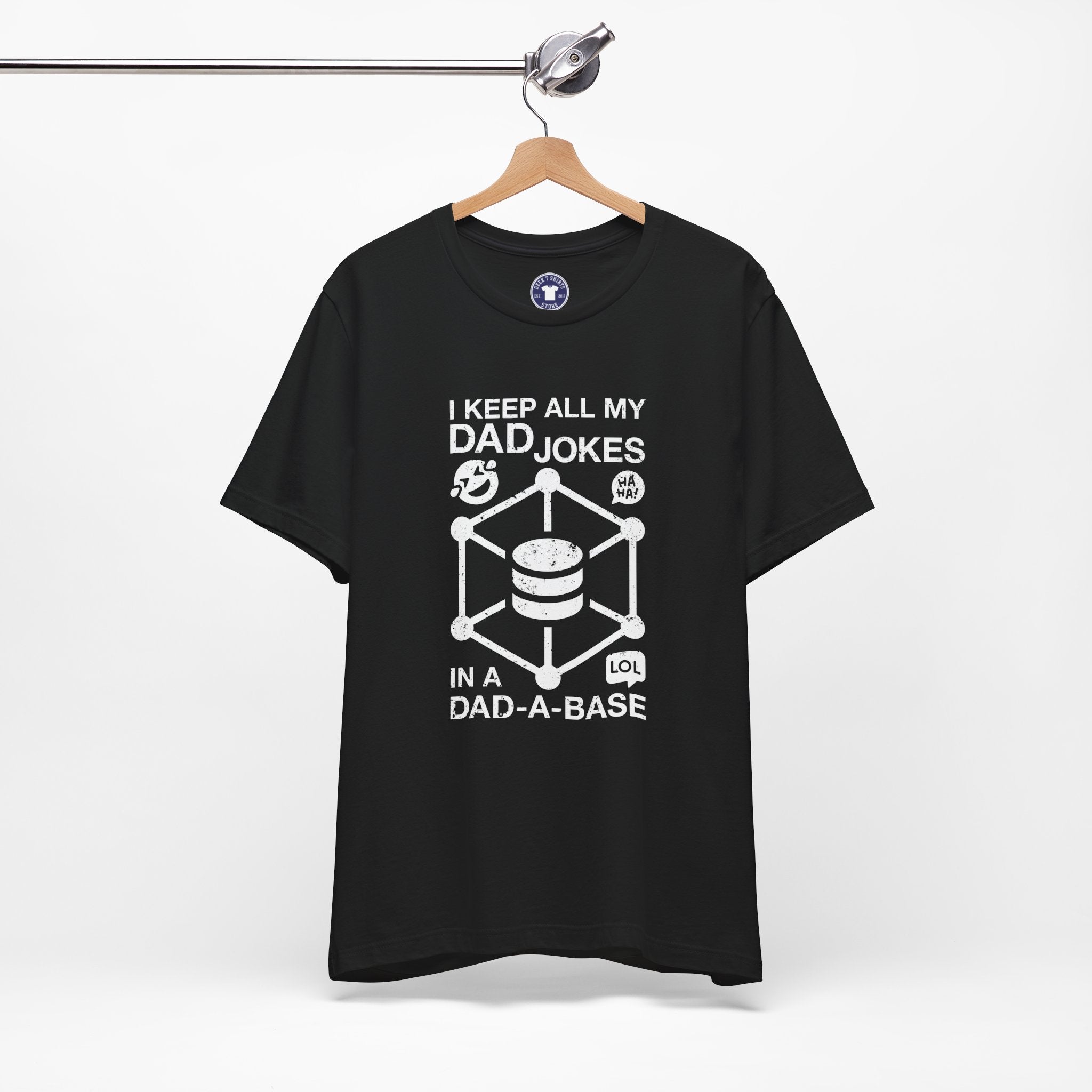 I Keep My Dad Jokes In A Dad-A-Base - Premium Unisex Crewneck T-Shirt