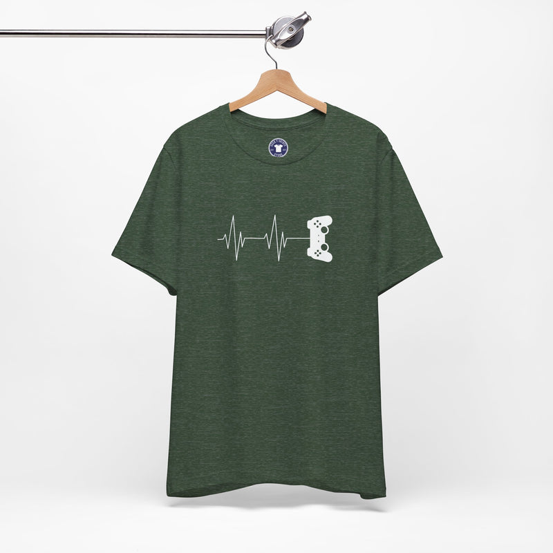 Gamer Heartbeat - Video Gaming Addict Shirt - Premium Unisex Crewneck T-Shirt