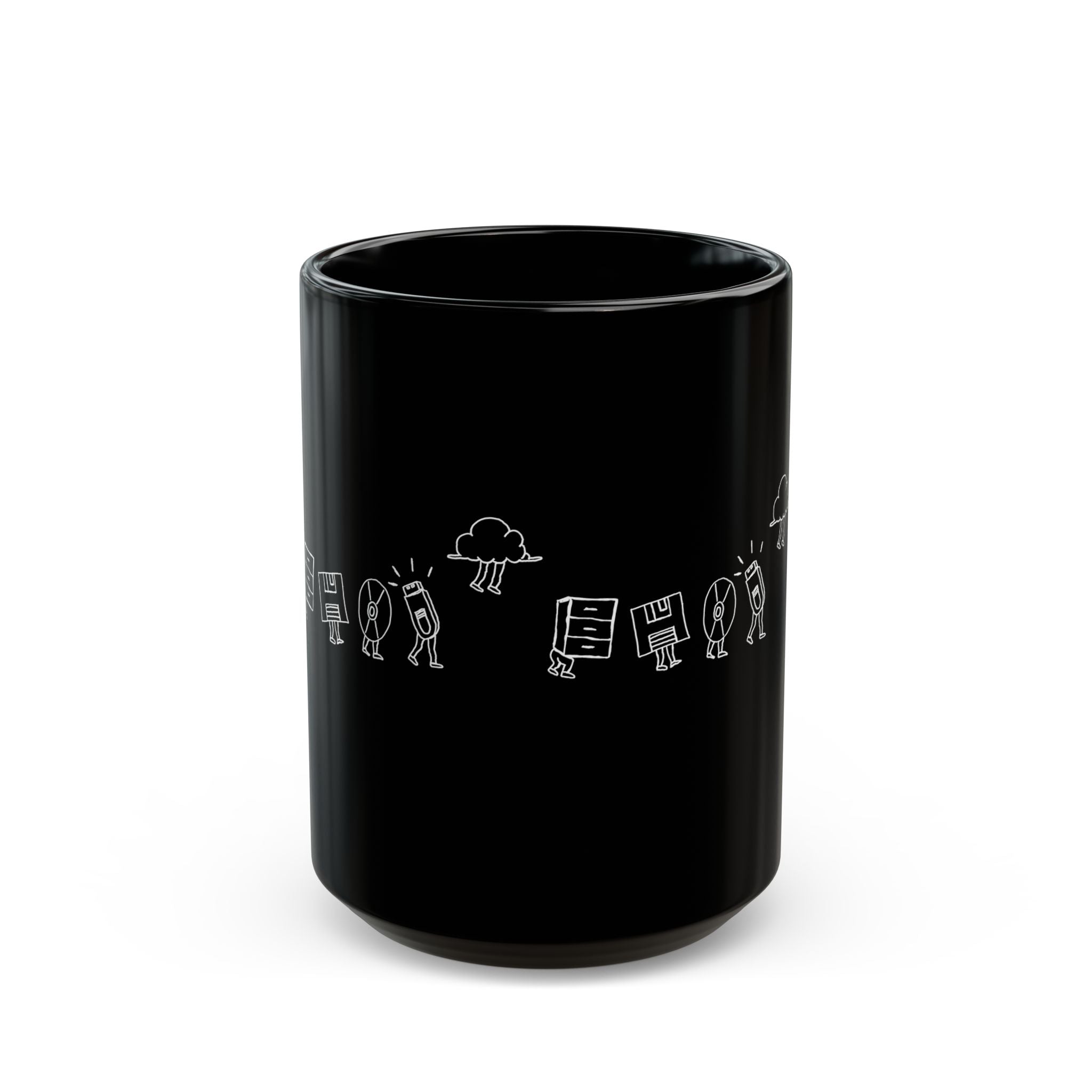 Computer Storage Evolution Cloud - Black Glossy Mug