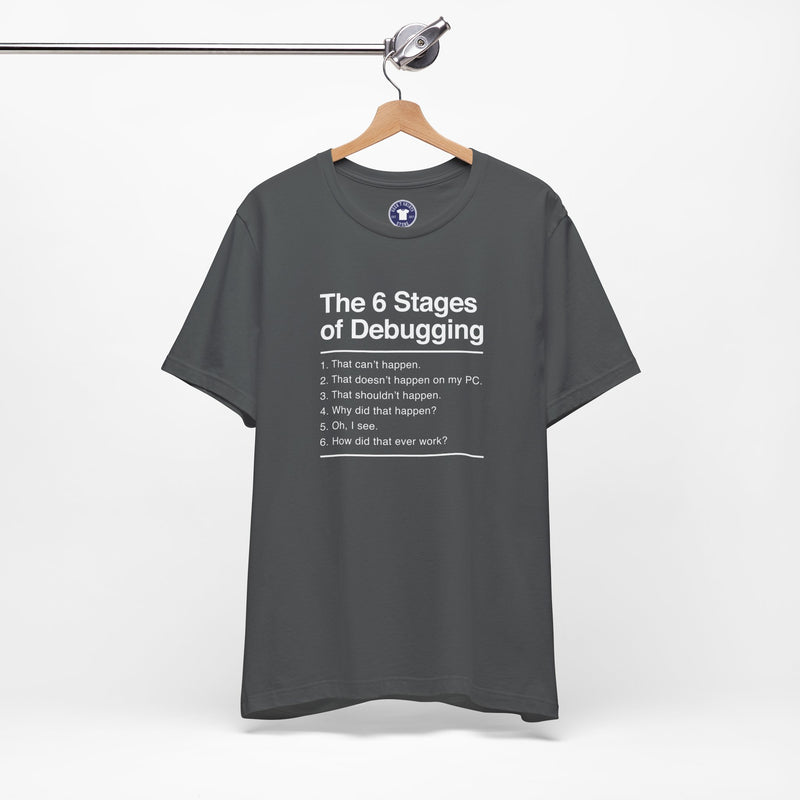 The 6 Stages Of Debugging - Coder Shirt - It Shirt - Premium Unisex Crewneck T-Shirt