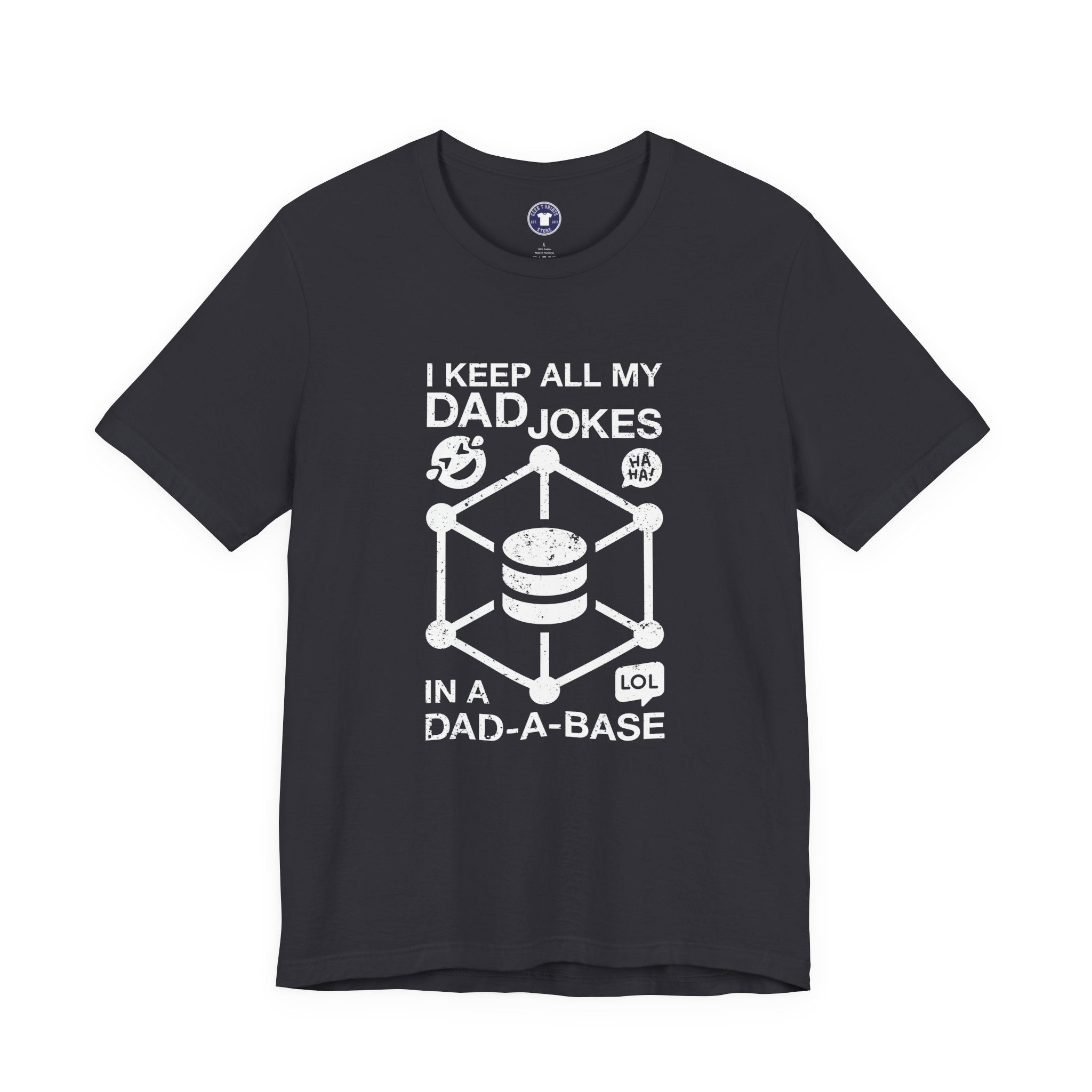 I Keep My Dad Jokes In A Dad-A-Base - Premium Unisex Crewneck T-Shirt