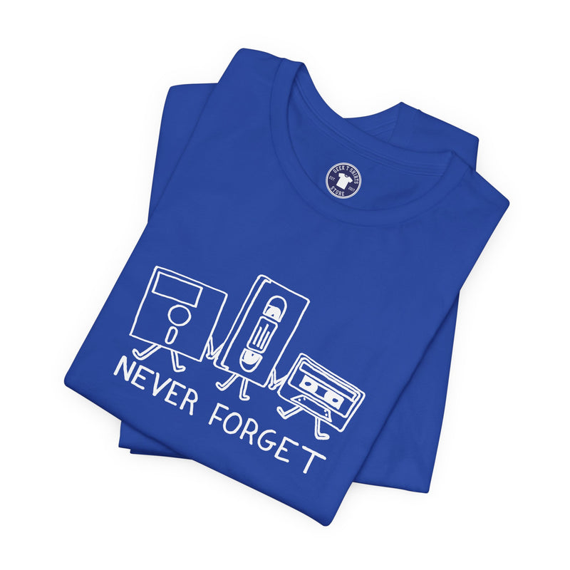 Never Forget Cassette Tapes Vhs Floppy Disks - Premium Unisex Crewneck T-Shirt